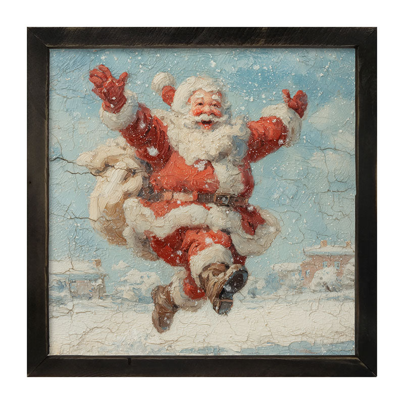 Snowy Santa Dashing through the Snow - Framed Art