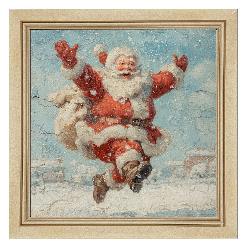 Snowy Santa Dashing through the Snow - Framed Art