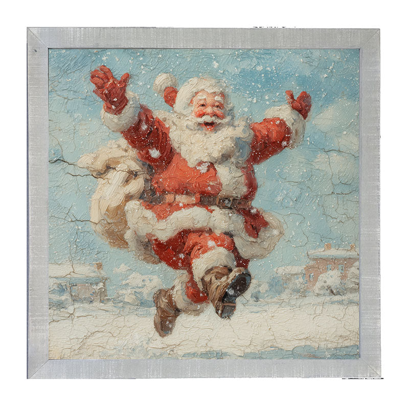 Snowy Santa Dashing through the Snow - Framed Art