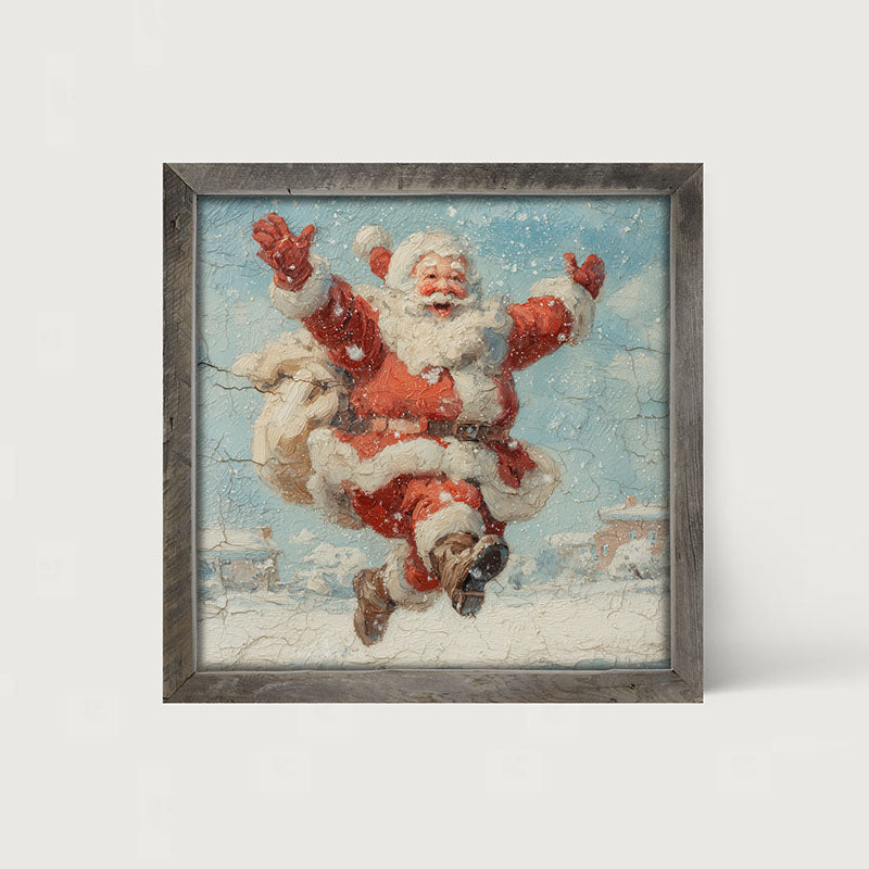 Snowy Santa Dashing through the Snow - Framed Art