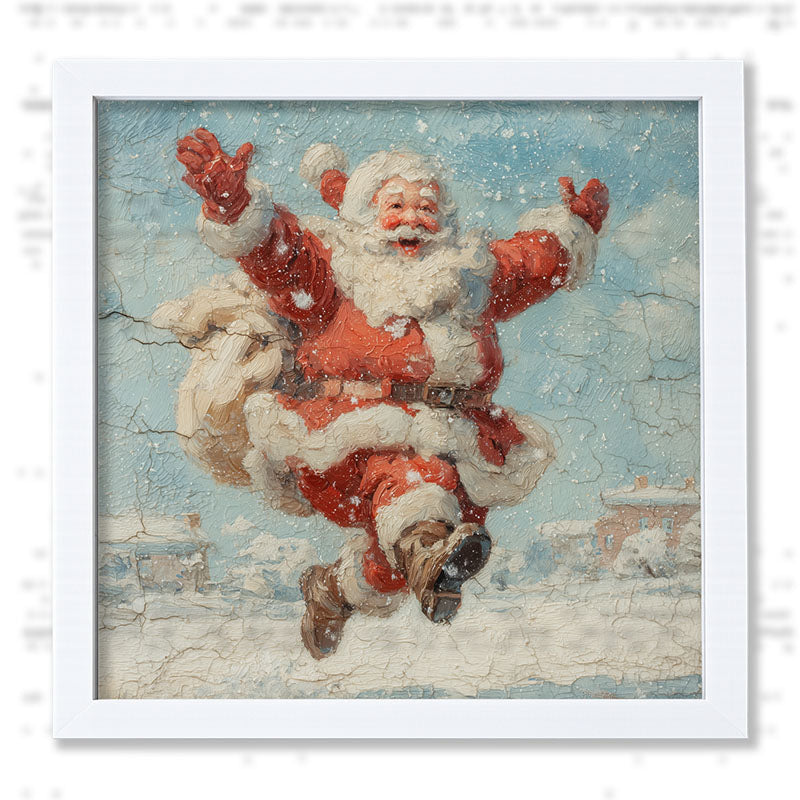 Snowy Santa Dashing through the Snow - Framed Art