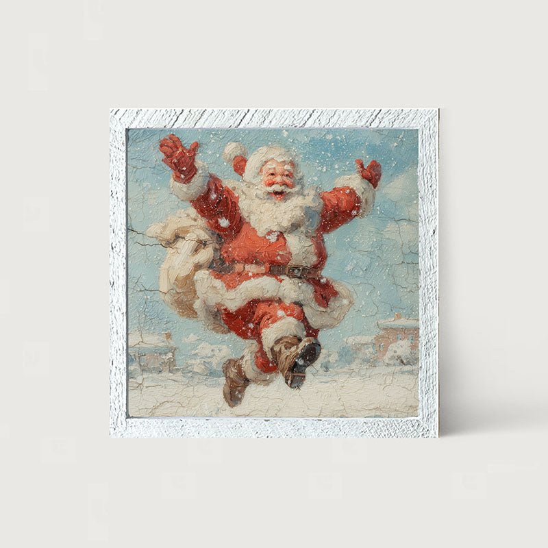 Snowy Santa Dashing through the Snow - Framed Art
