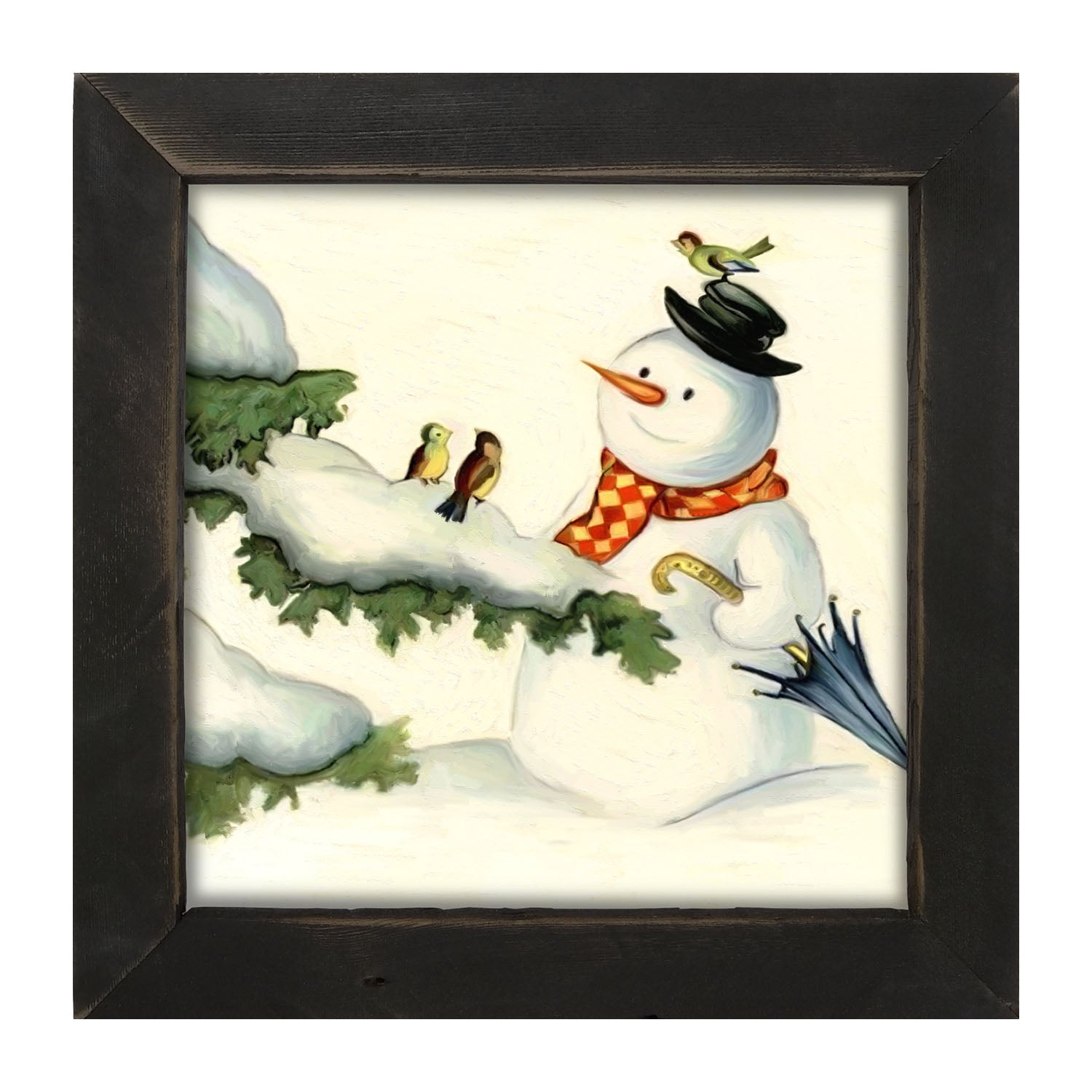 Snowman with birds - Framed art