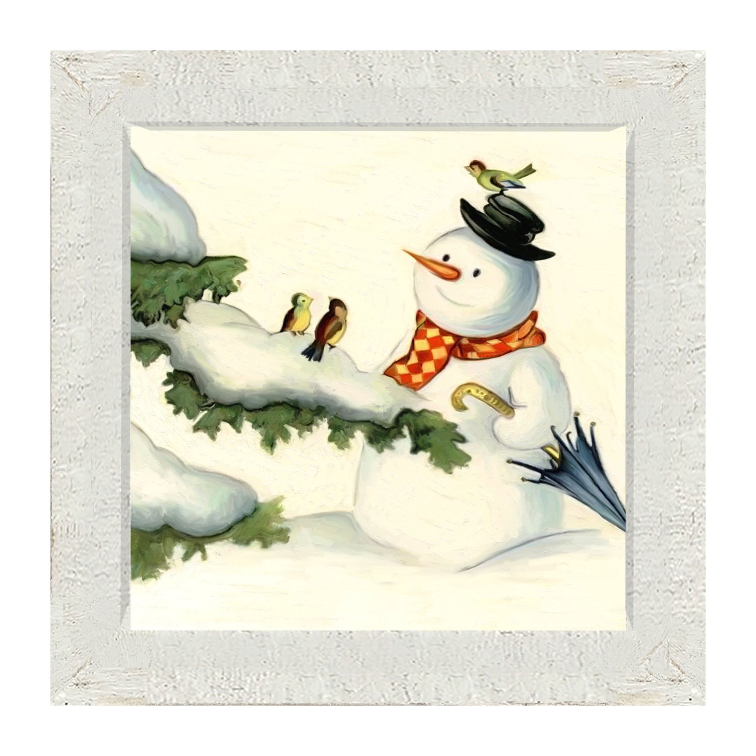 Snowman with birds - Framed art
