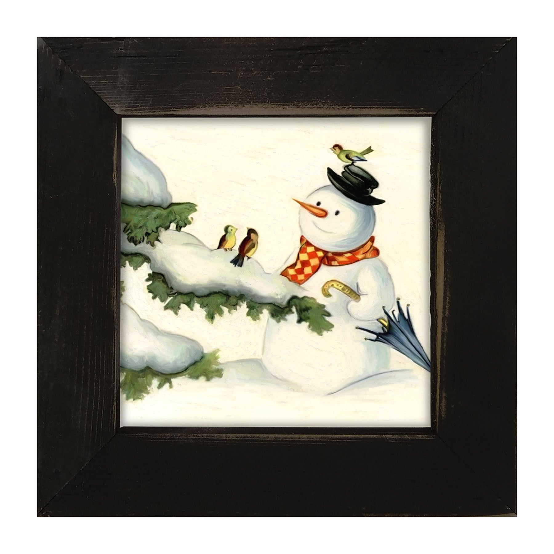 Snowman with birds - Framed art