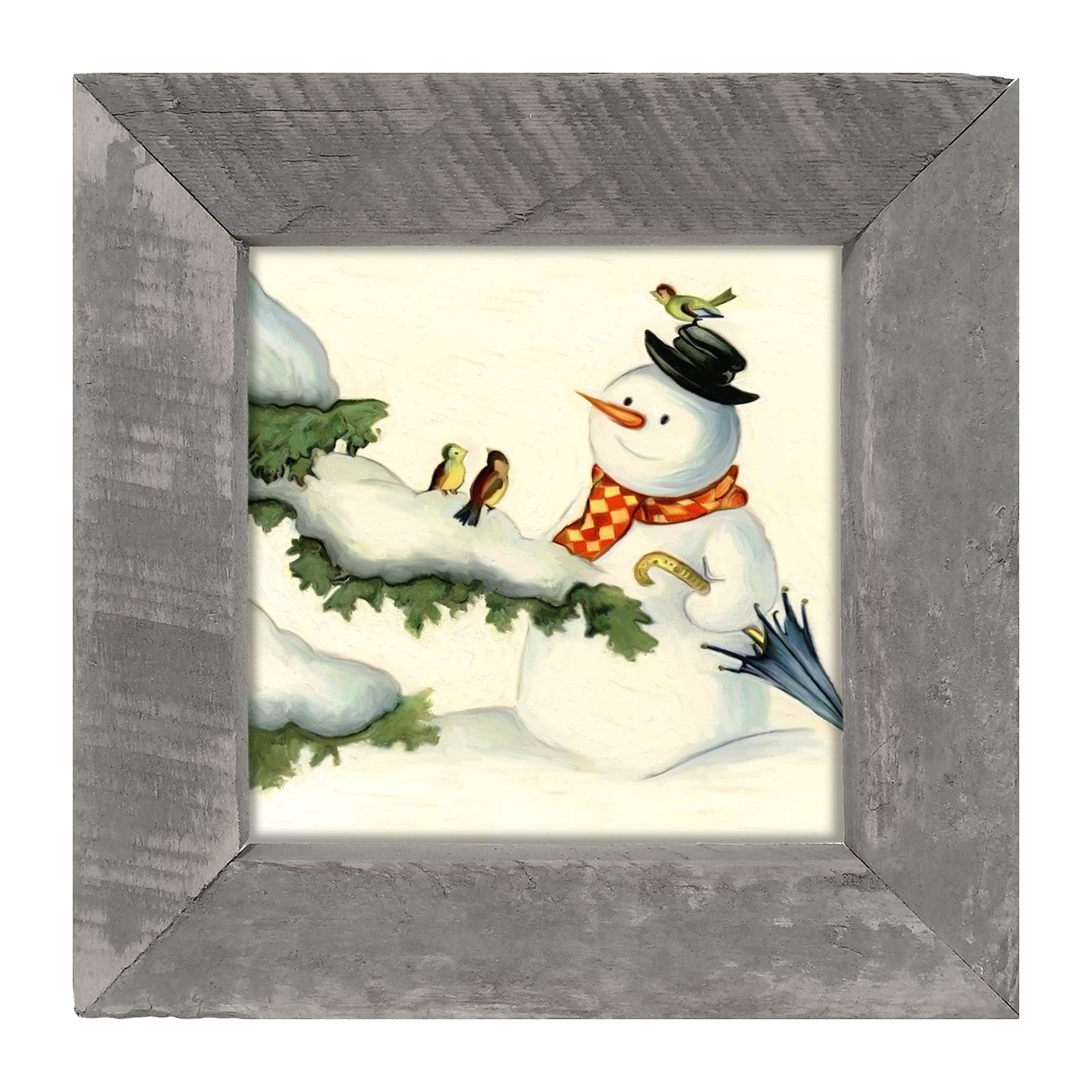 Snowman with birds - Framed art