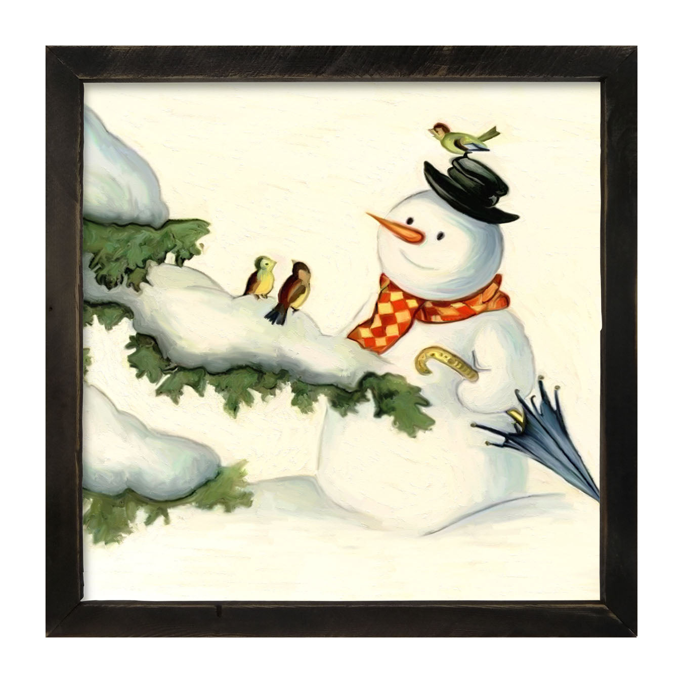 Snowman with birds - Framed art