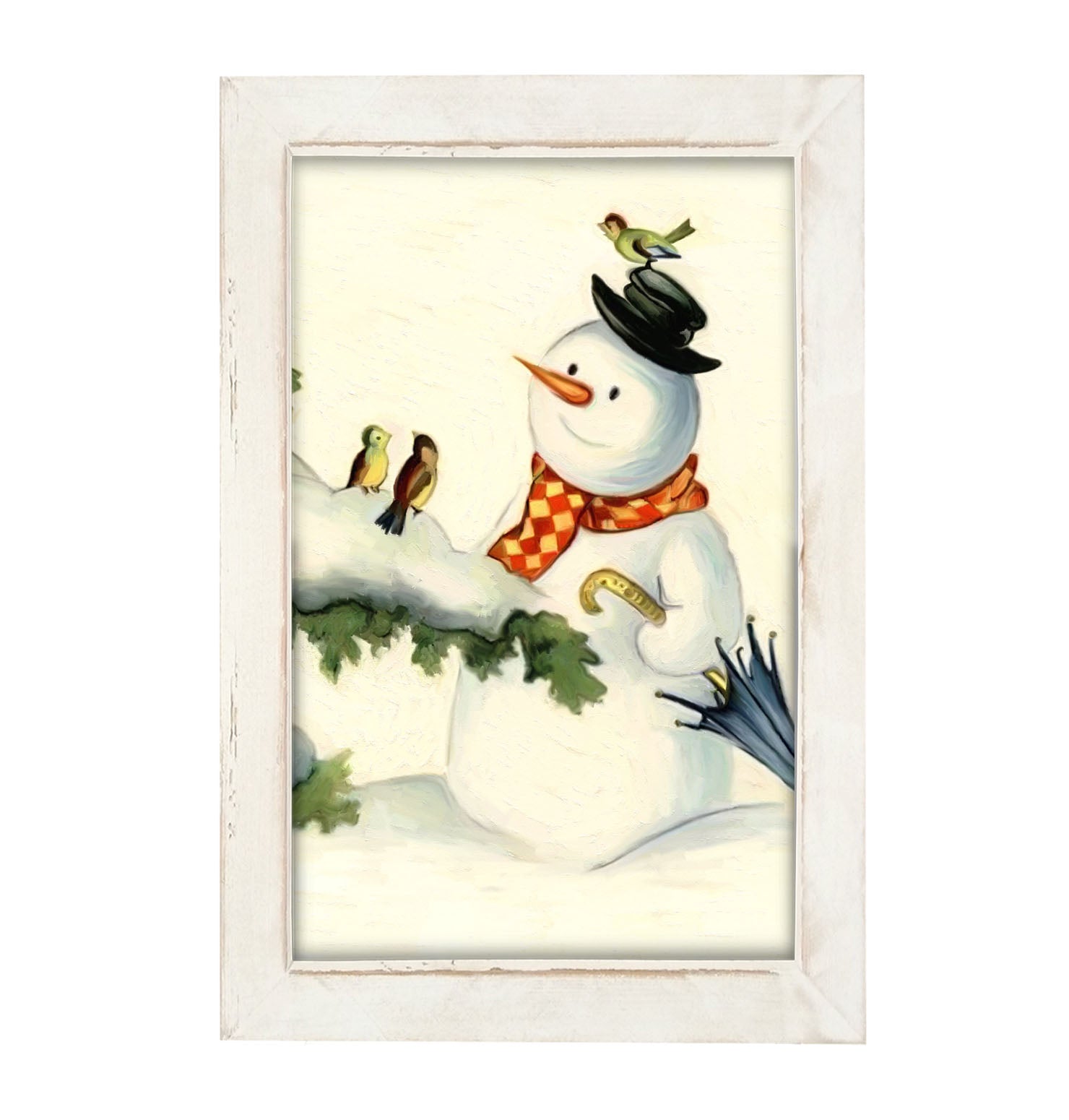 Snowman with birds - Framed art