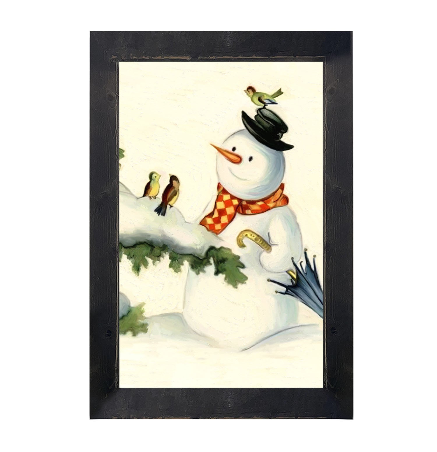 Snowman with birds - Framed art