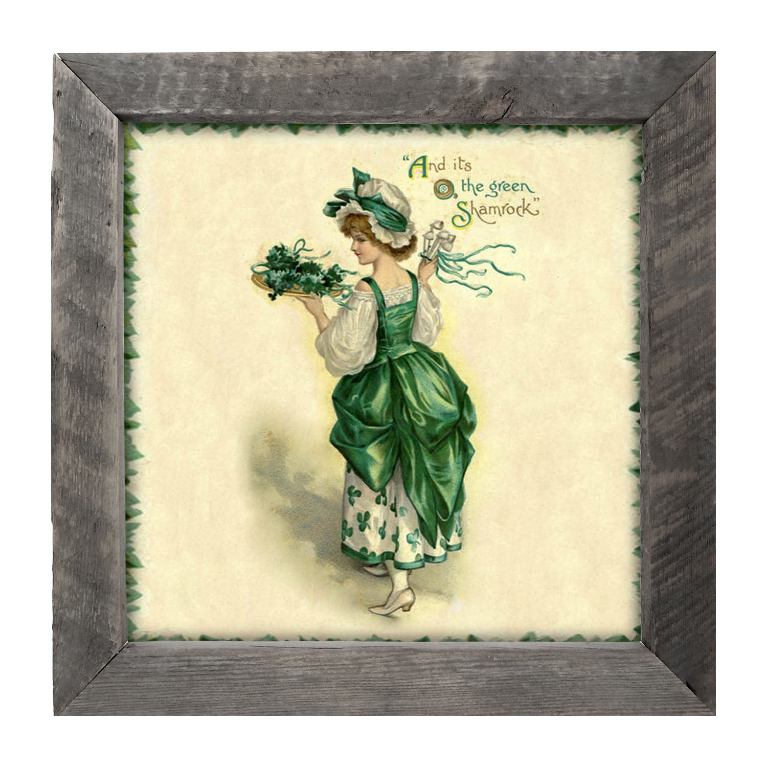 St. Patrick's Day Lady with Tray - Framed art