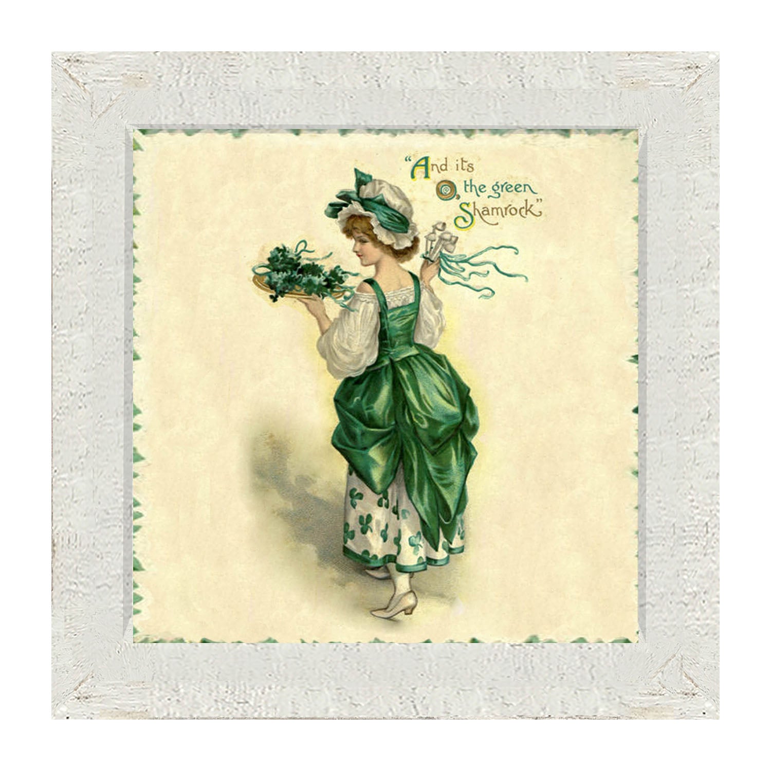 St. Patrick's Day Lady with Tray - Framed art