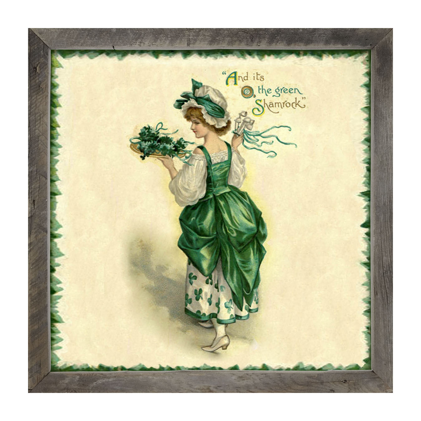 St. Patrick's Day Lady with Tray - Framed art