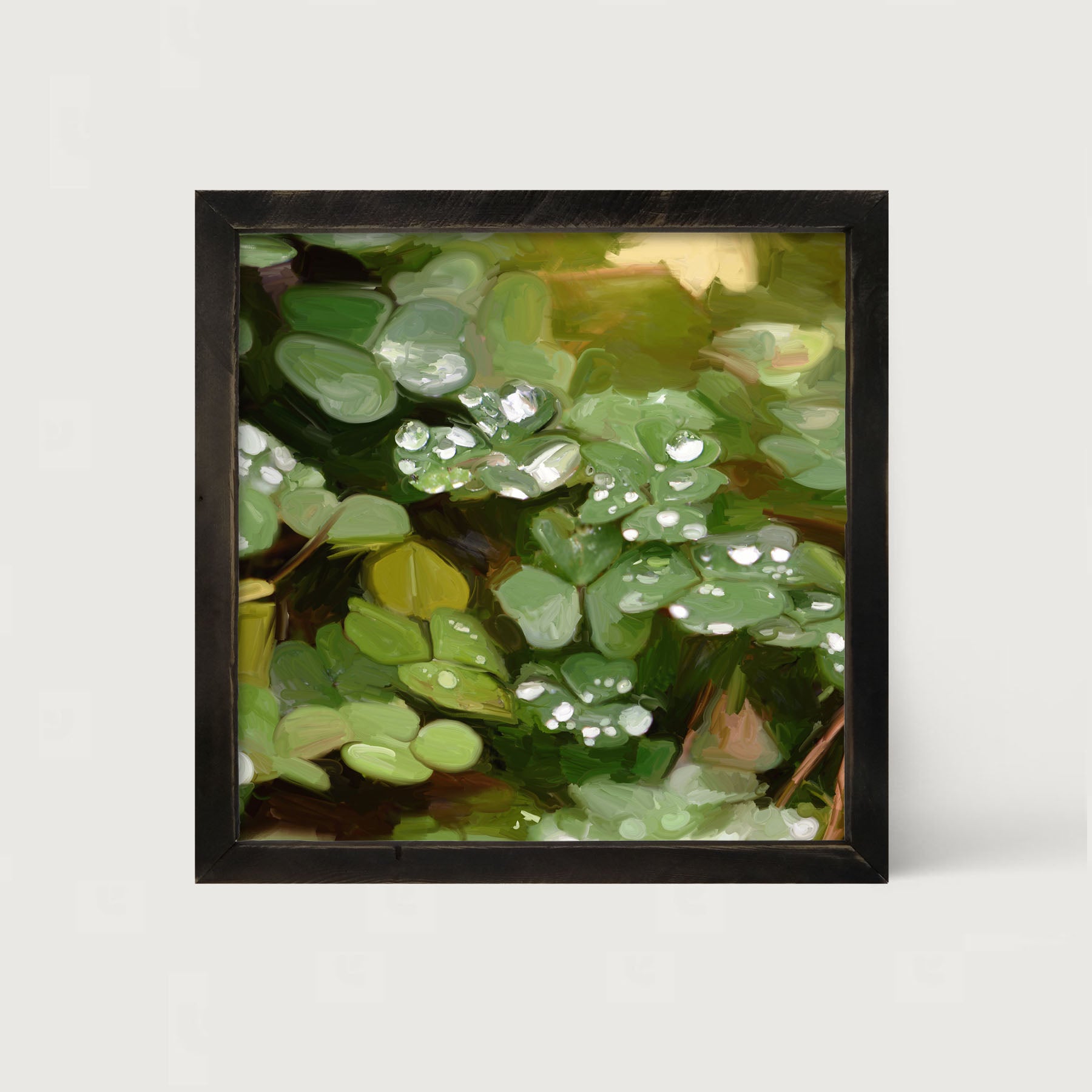 Clovers in The Spring Rain - Framed art
