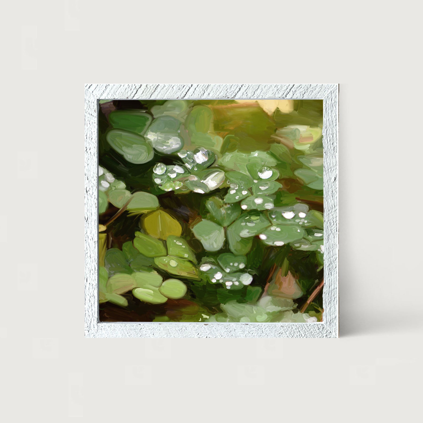 Clovers in The Spring Rain - Framed art