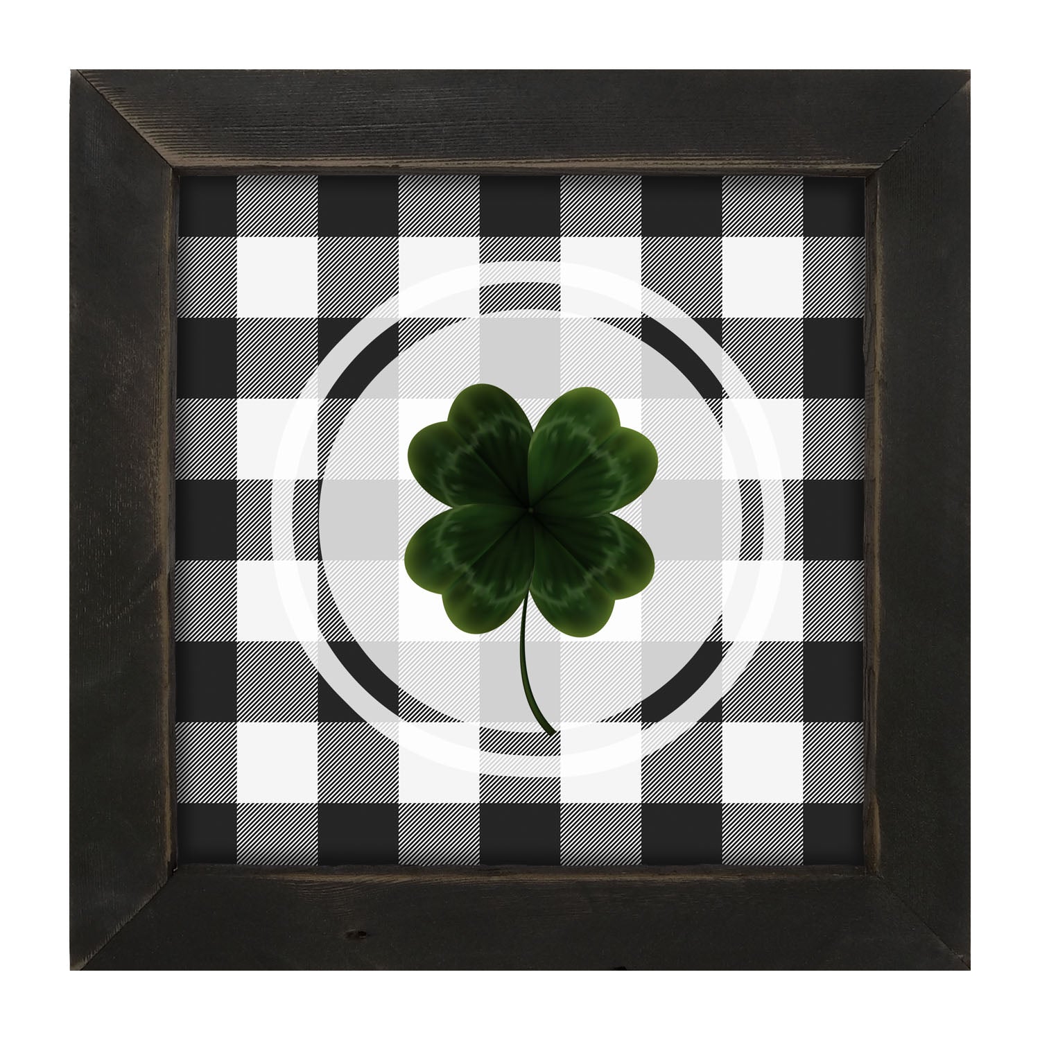 Four Leaf Clover on Buffalo Check - Framed art