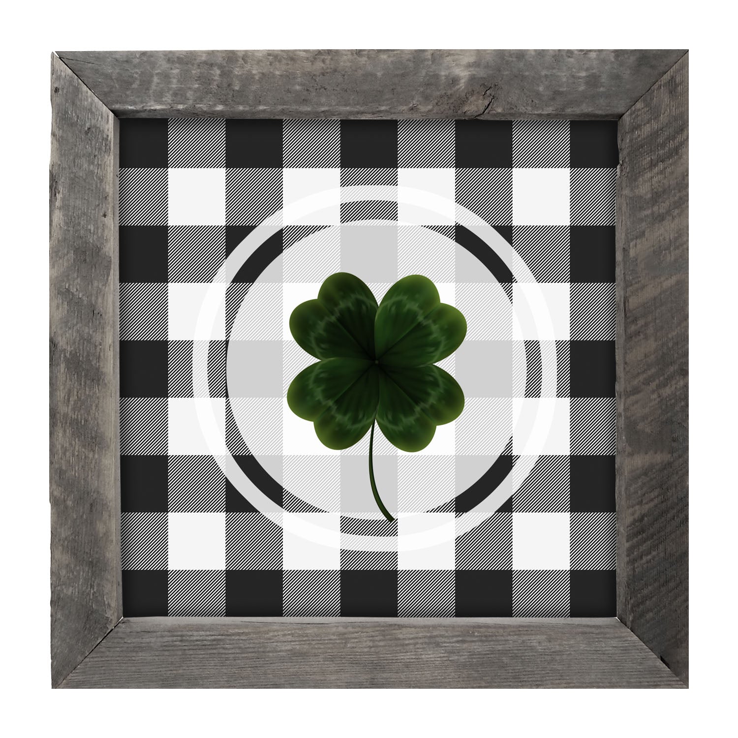 Four Leaf Clover on Buffalo Check - Framed art
