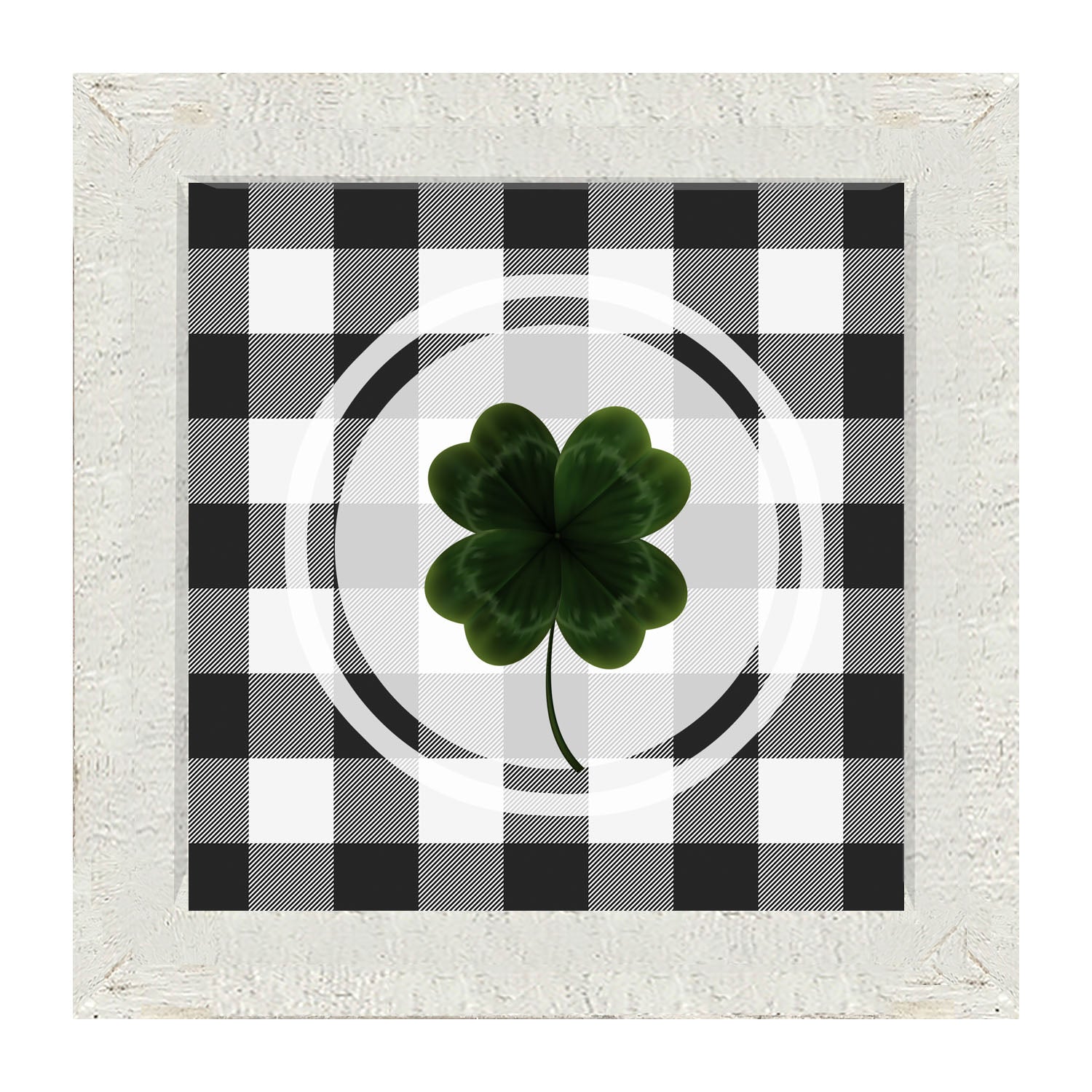 Four Leaf Clover on Buffalo Check - Framed art