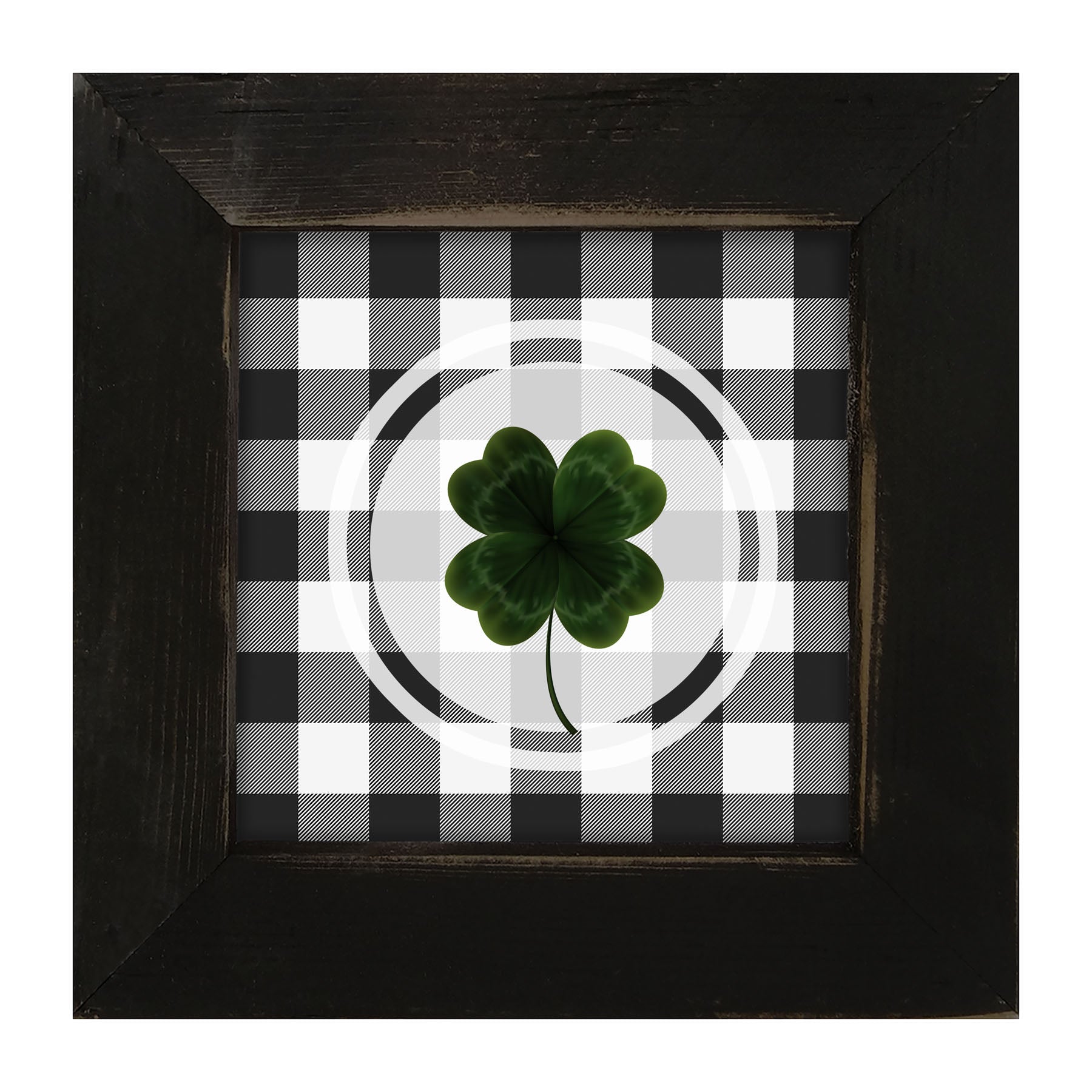 Four Leaf Clover on Buffalo Check - Framed art