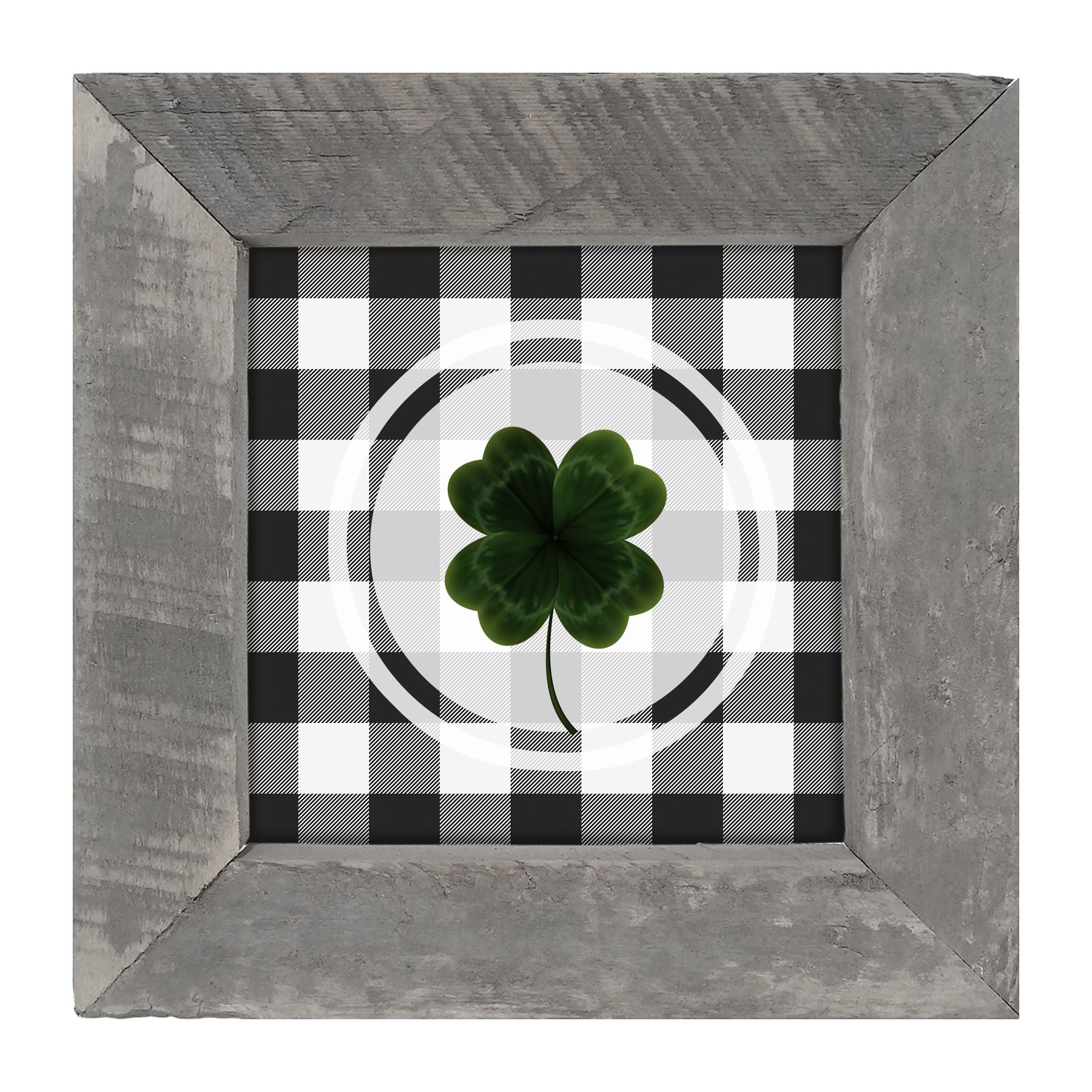 Four Leaf Clover on Buffalo Check - Framed art