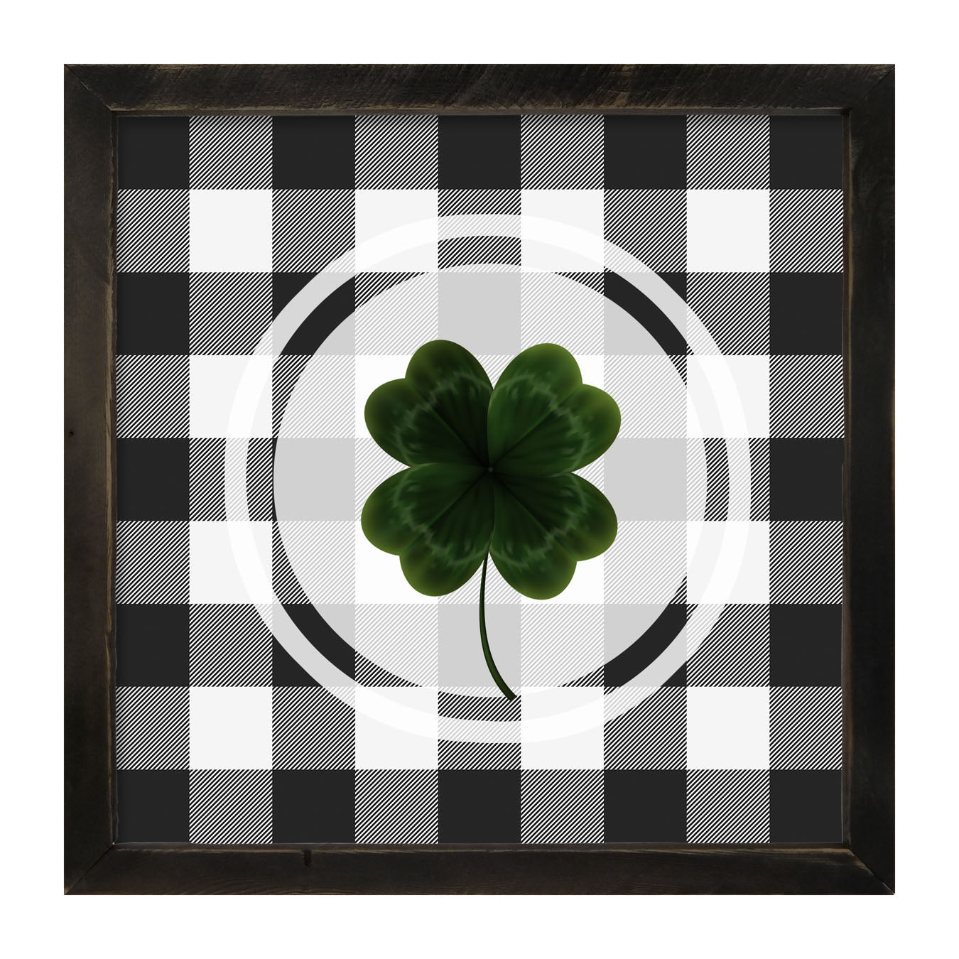 Four Leaf Clover on Buffalo Check - Framed art