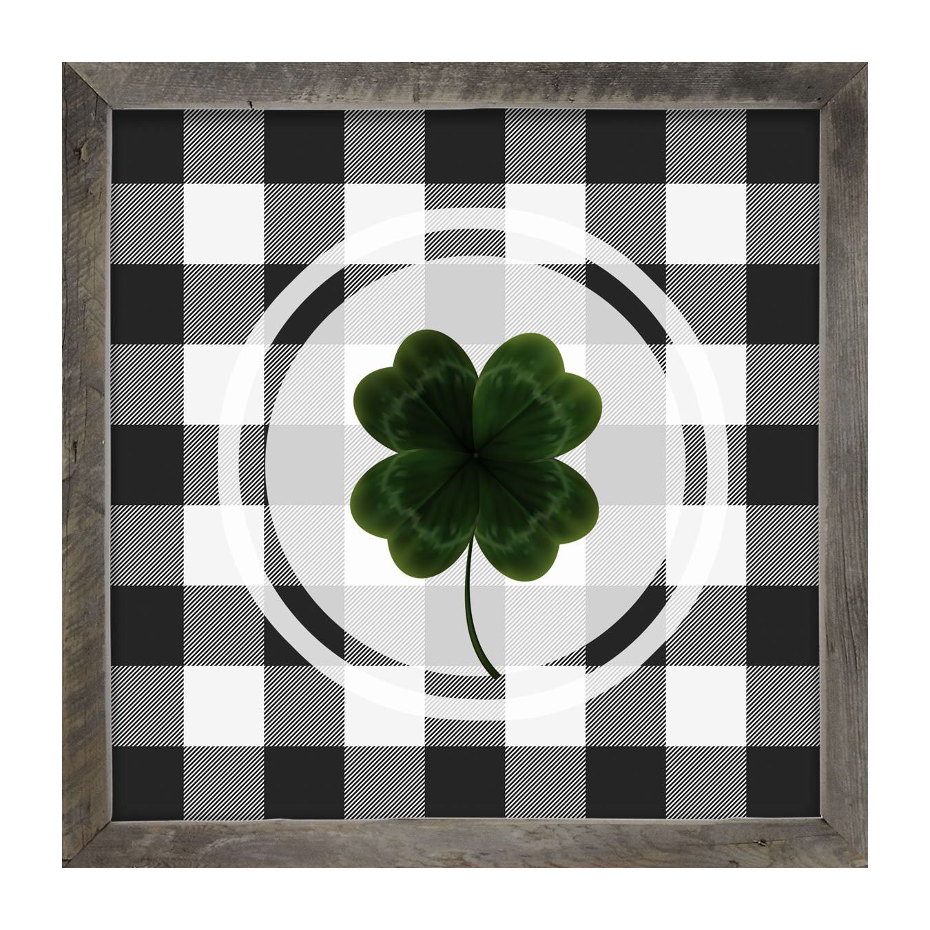 Four Leaf Clover on Buffalo Check - Framed art