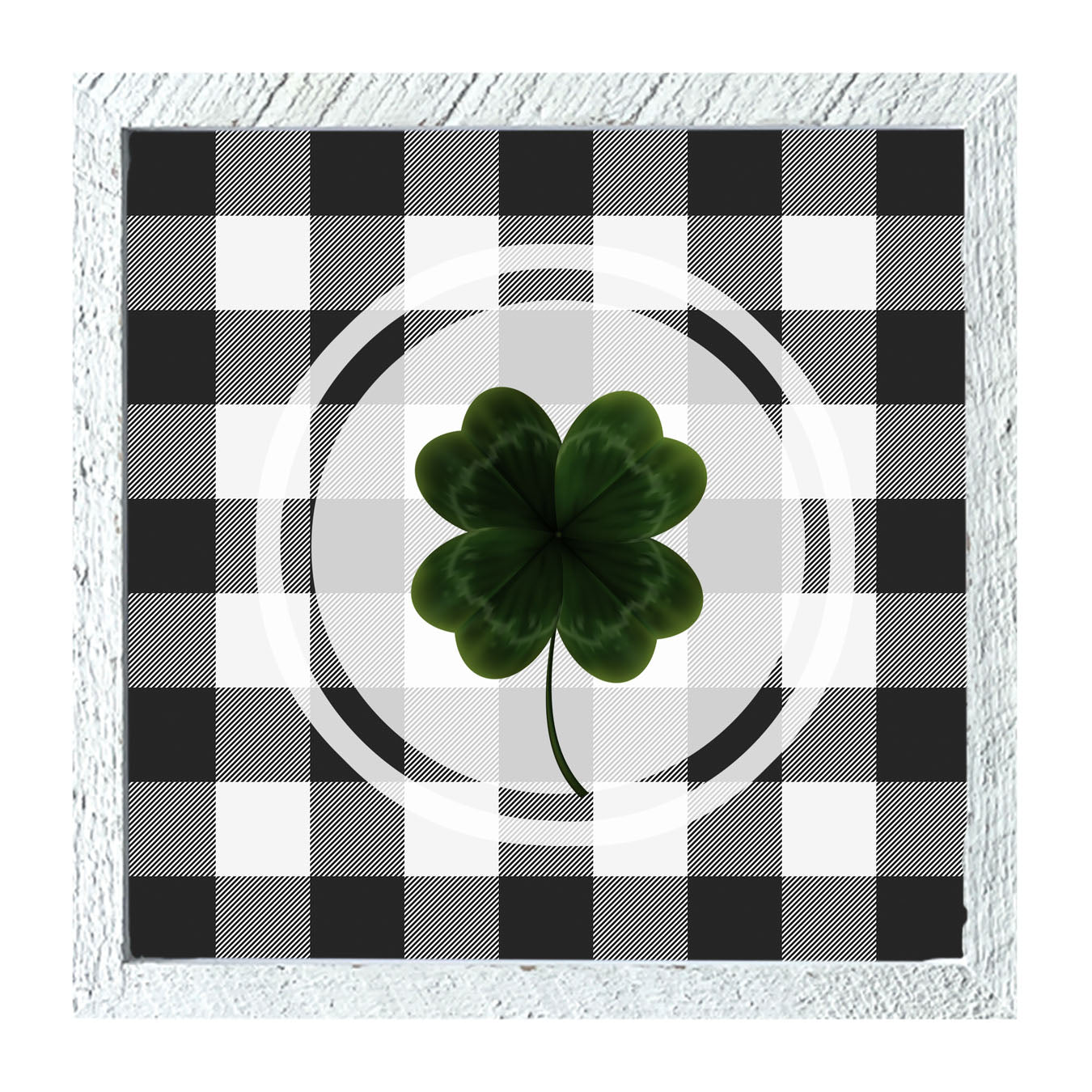 Four Leaf Clover on Buffalo Check - Framed art