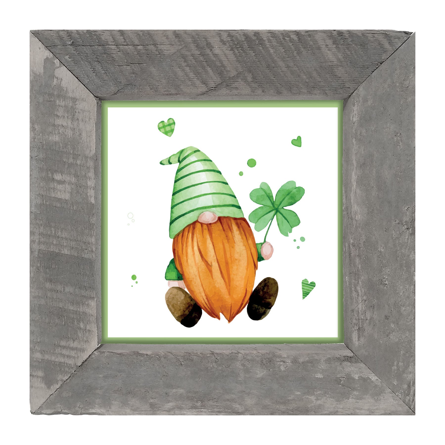 St. Patrick Gnome With Green Hat - Framed art