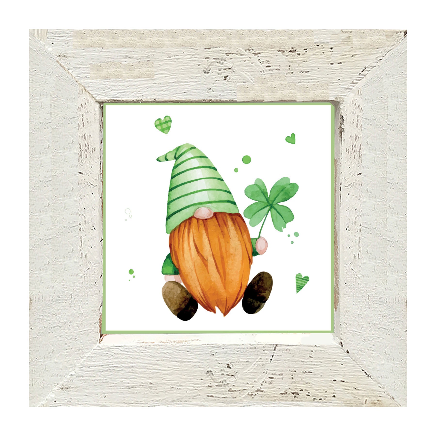 St. Patrick Gnome With Green Hat - Framed art
