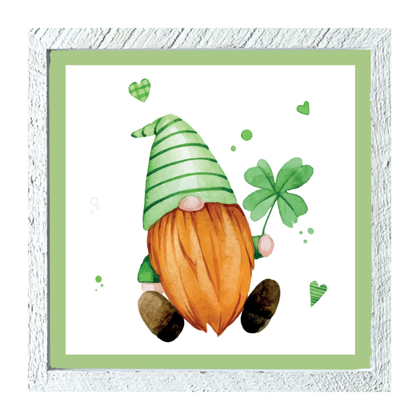 St. Patrick Gnome With Green Hat - Framed art