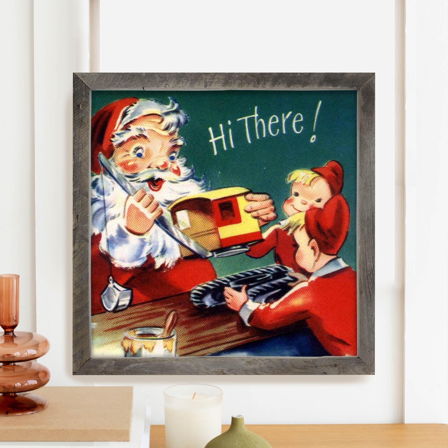 Santa with Elves Building a Train