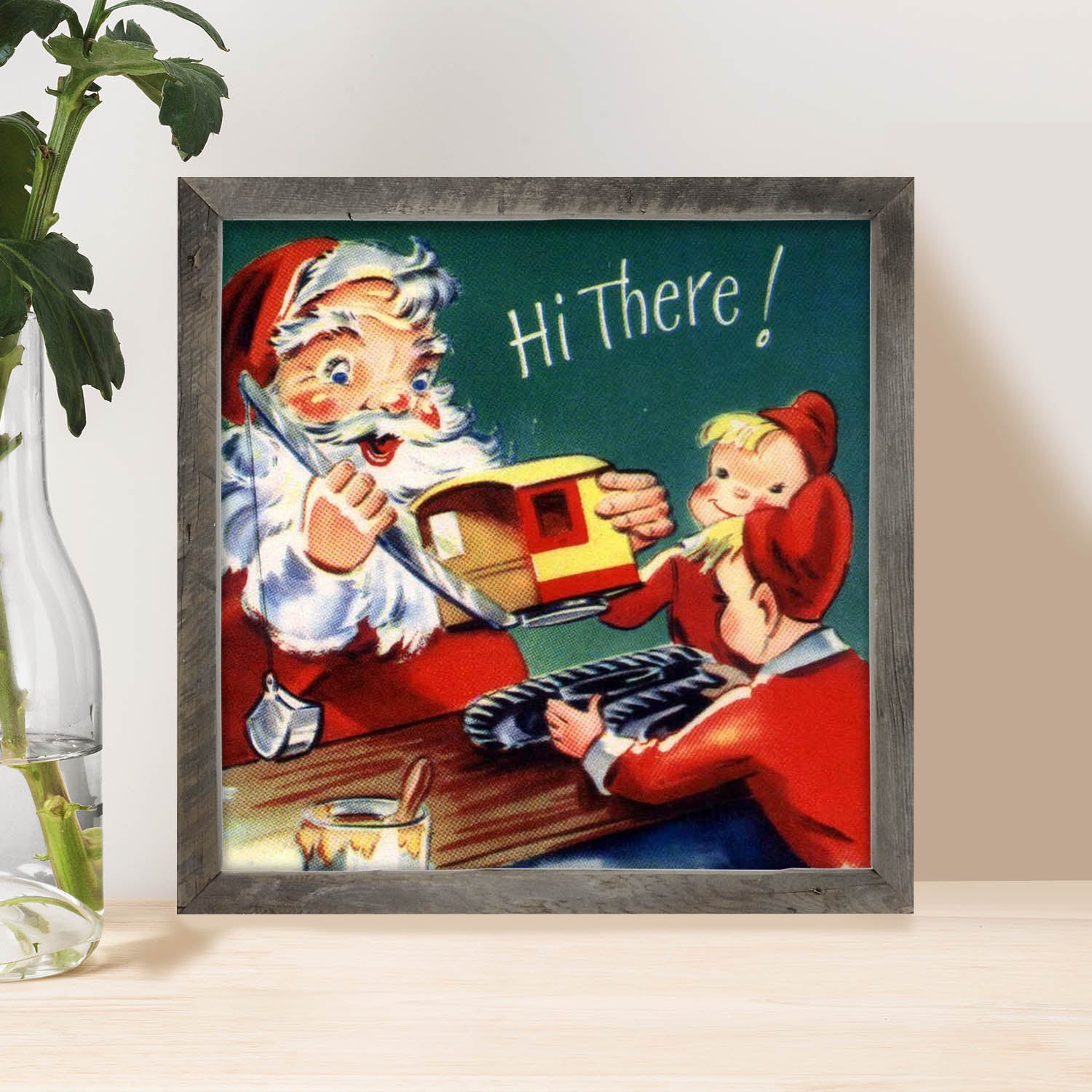 Santa with Elves Building a Train