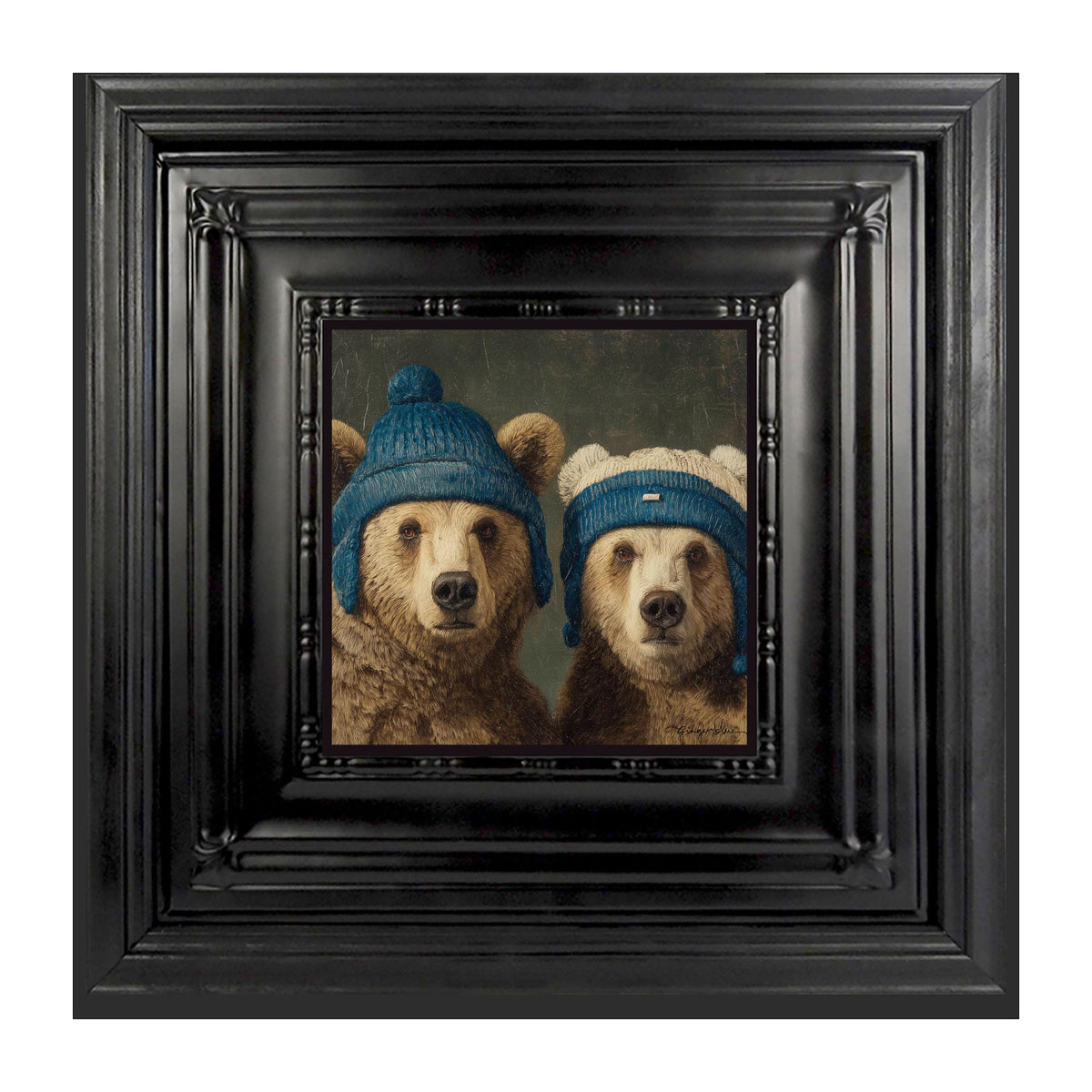 Knitted Blue Hat Bears