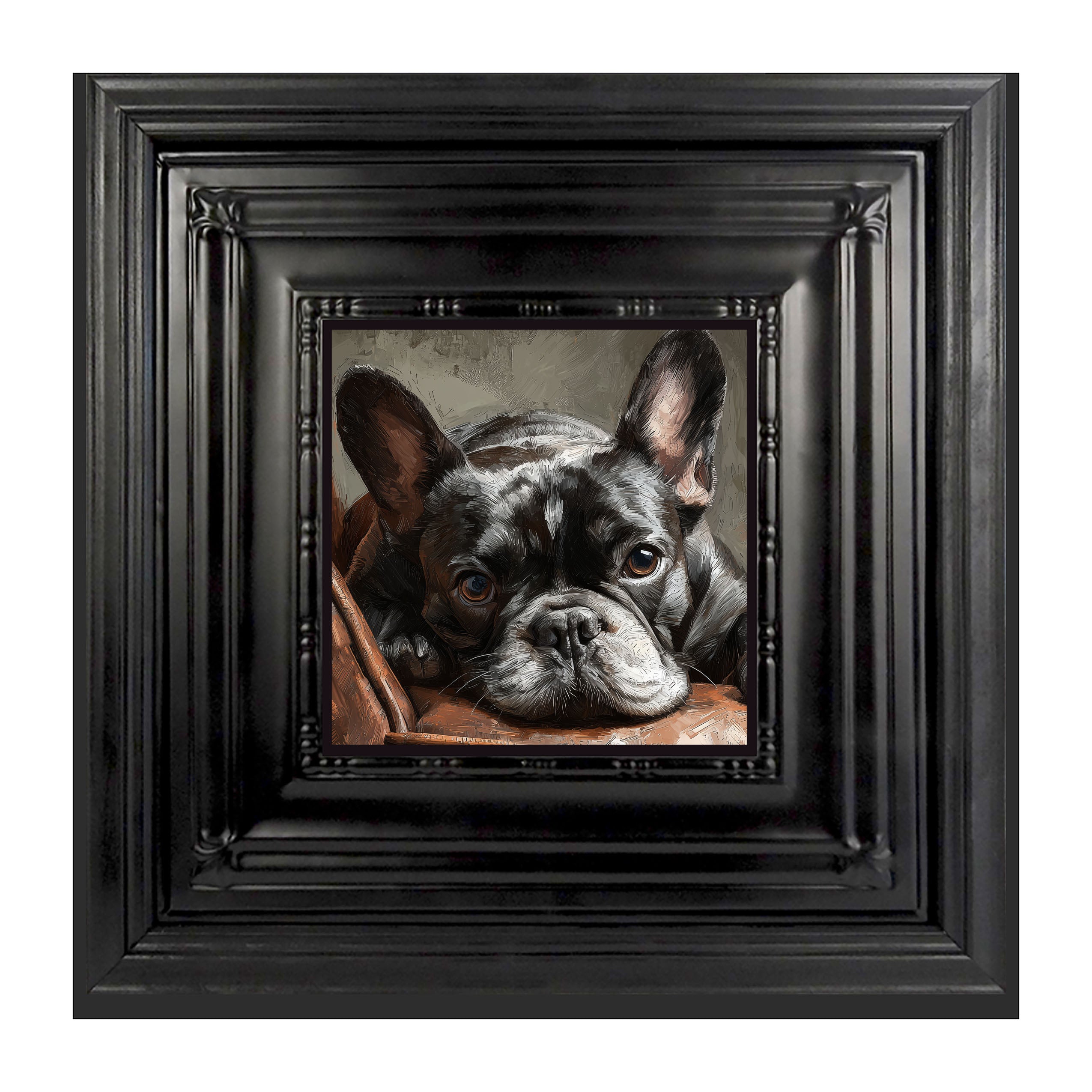 Armchair with Black French Bulldog