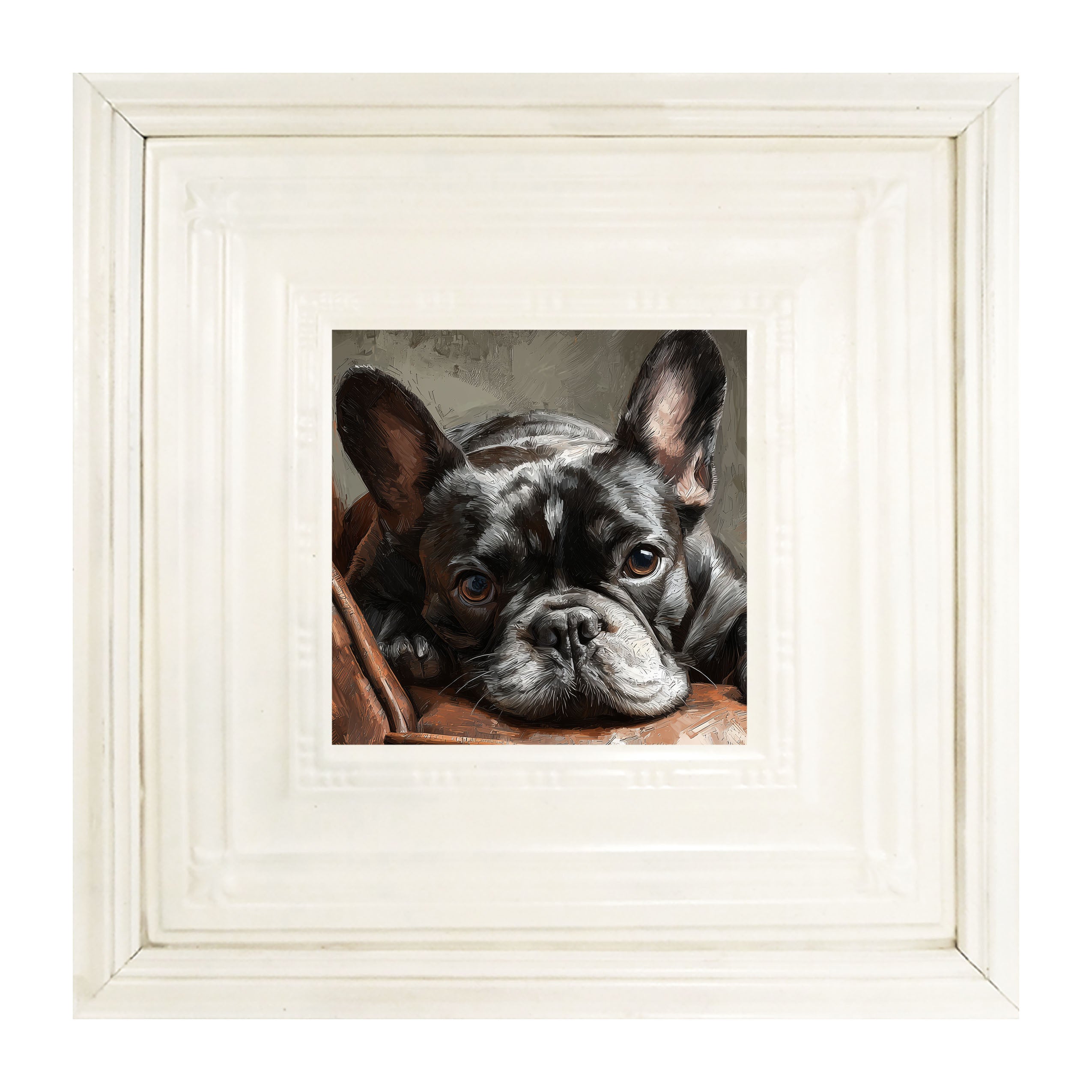 Armchair with Black French Bulldog