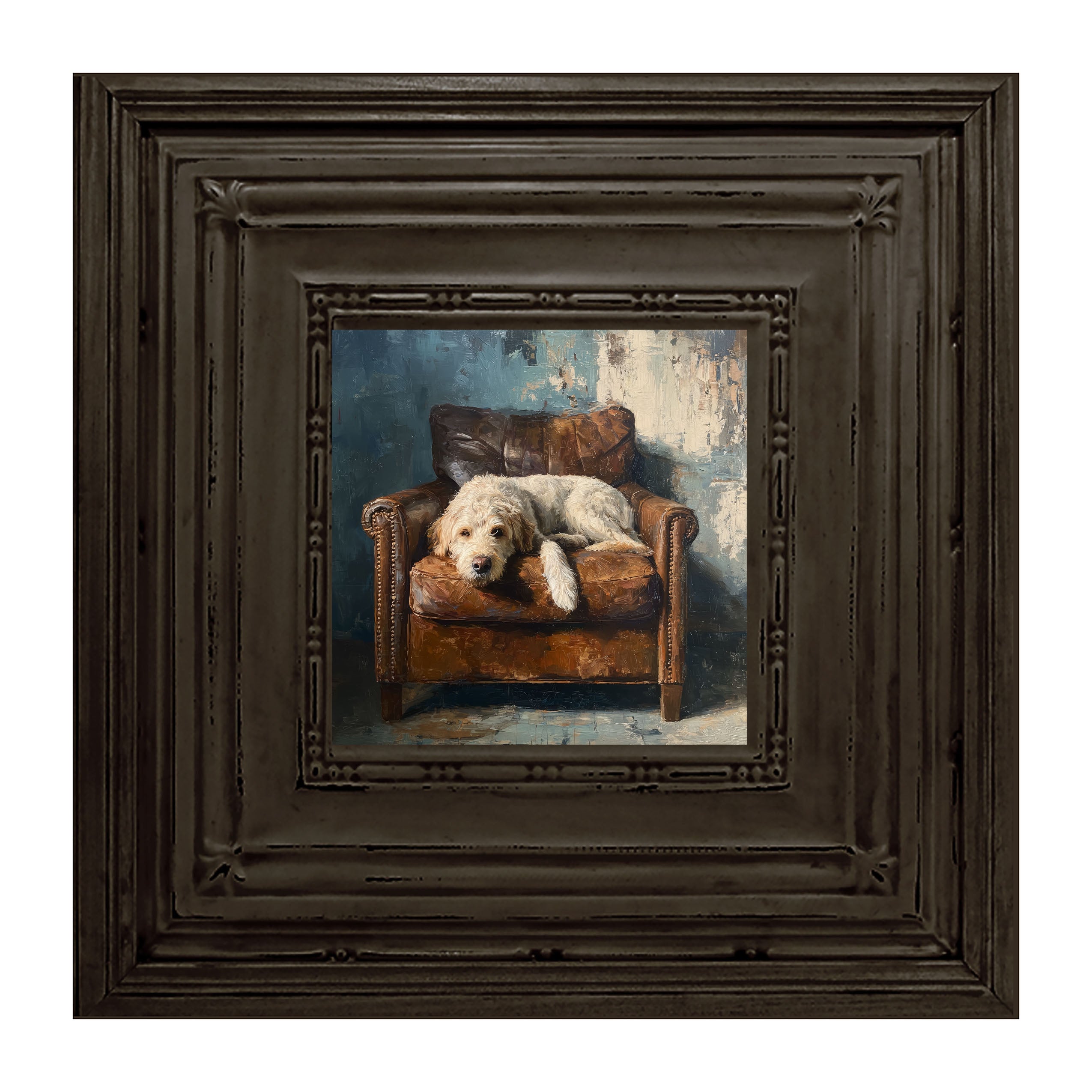 Armchair with Resting Labradoodle
