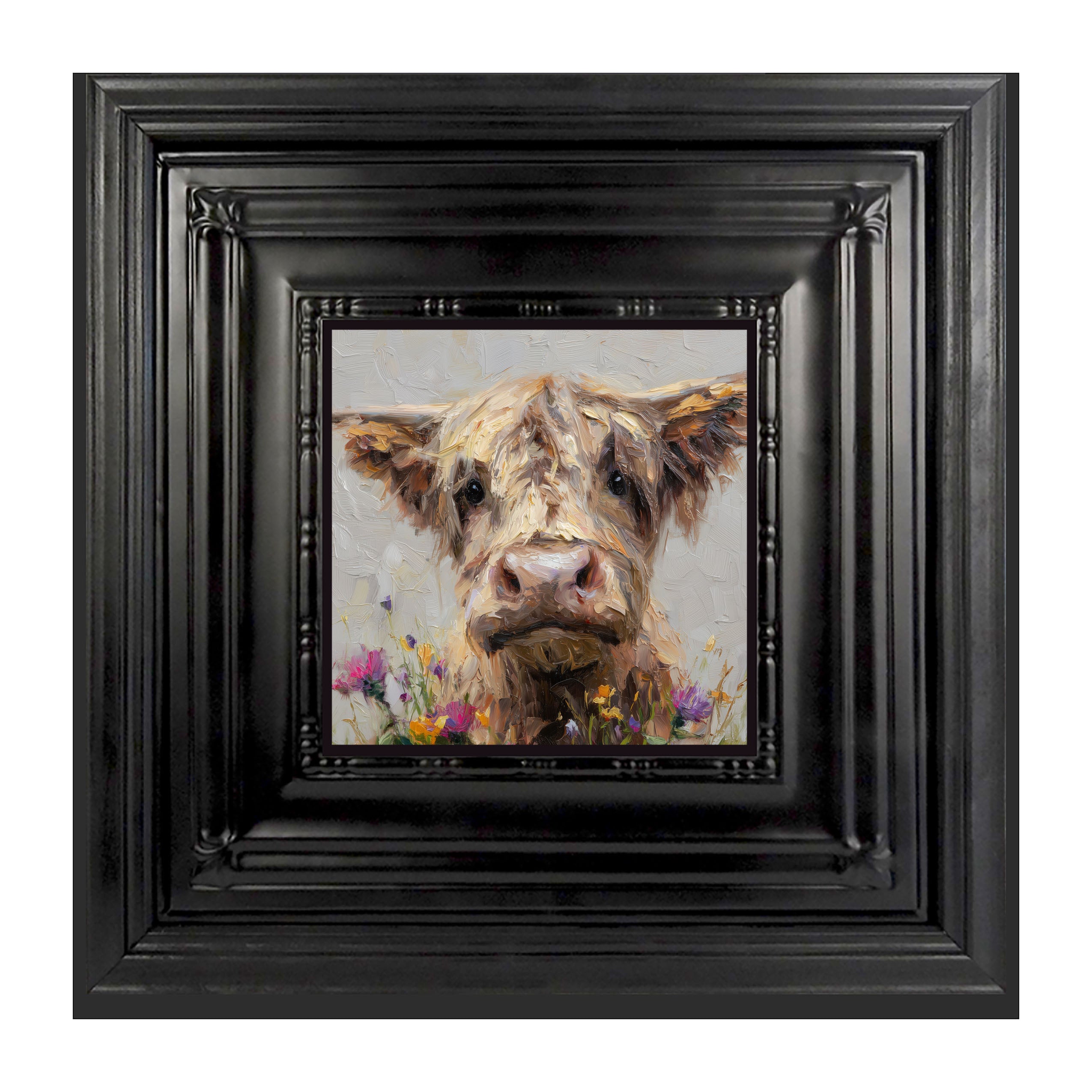 Spring Season Highland Cow with Flowers