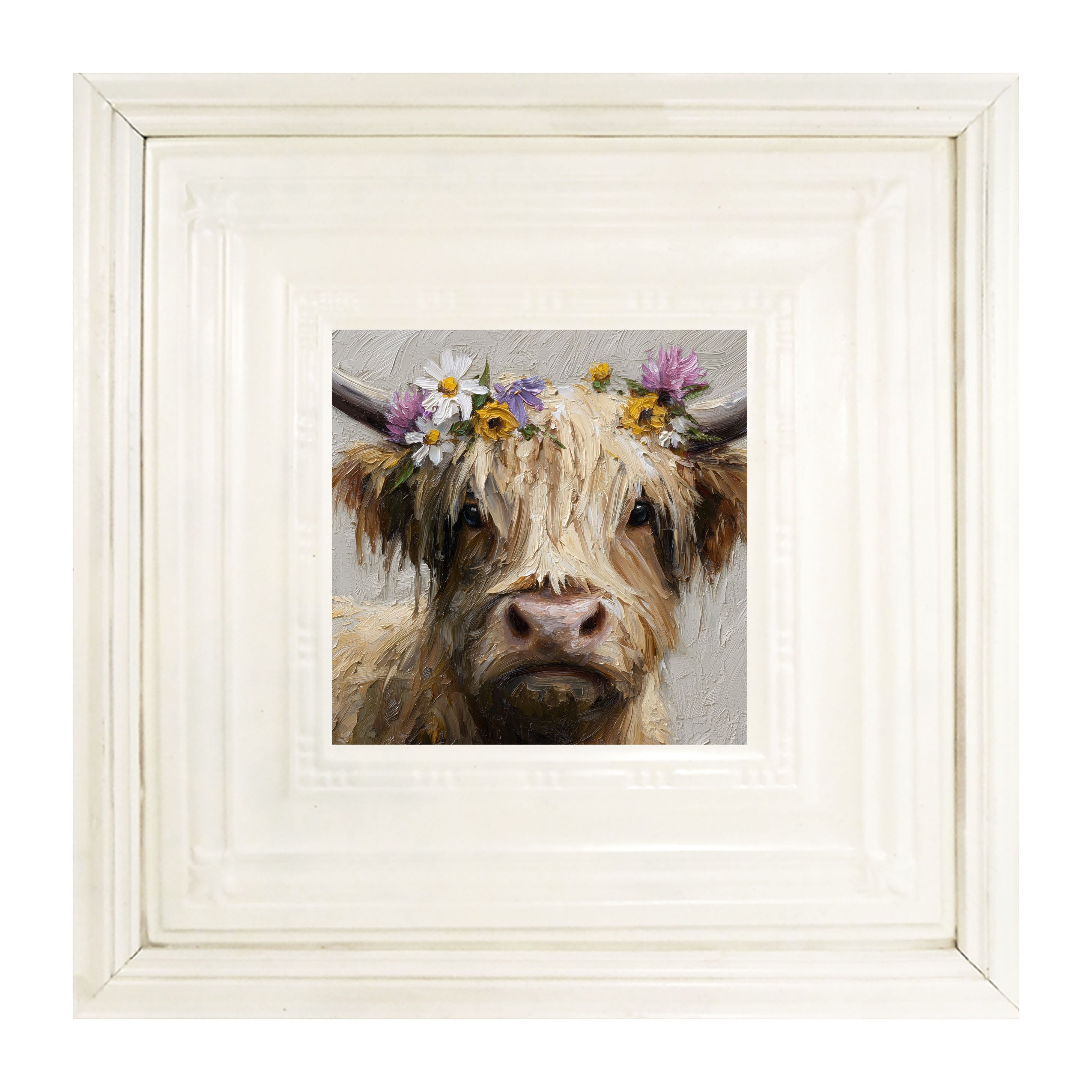 Spring Season Cow with Flowers in Hair