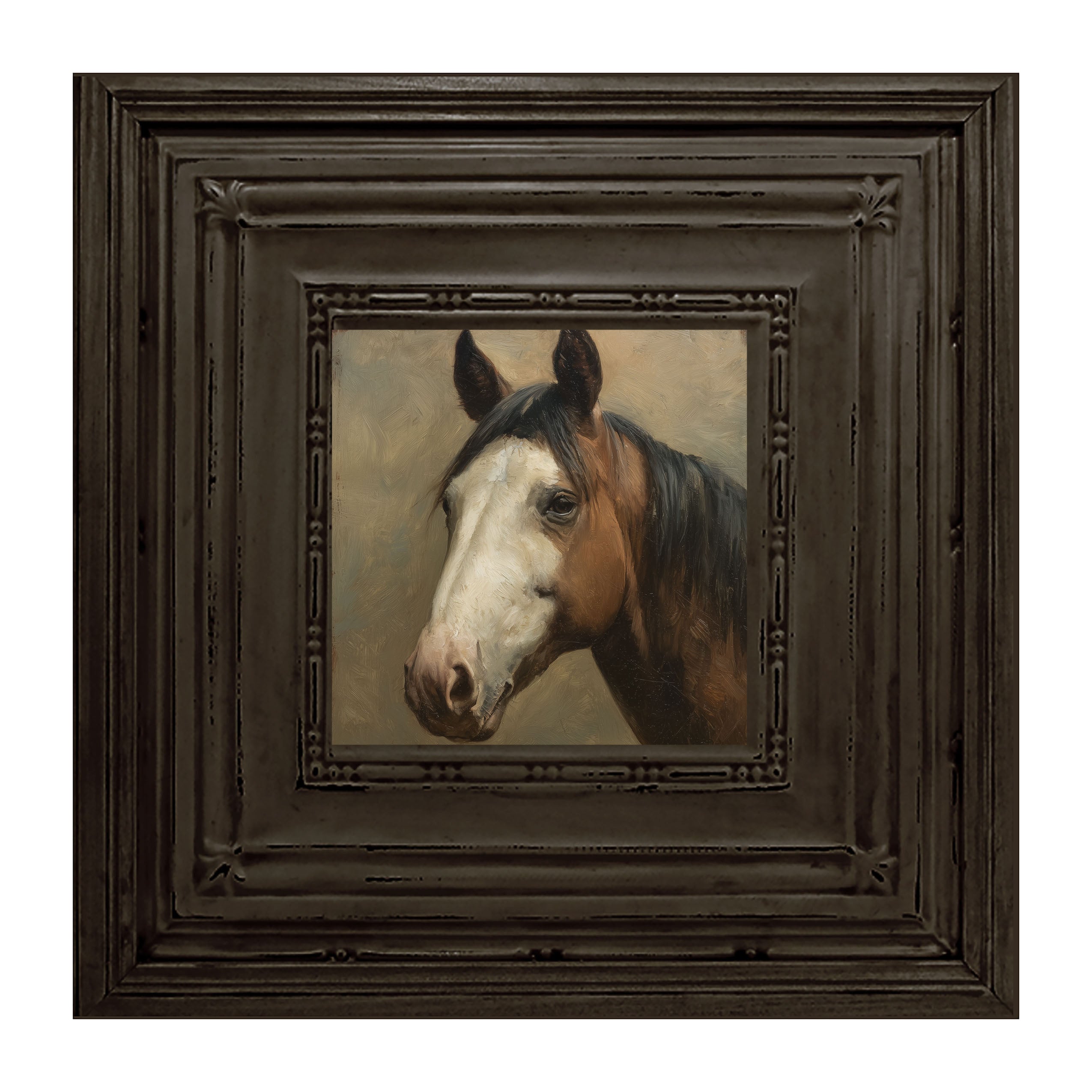 Portrait of a Brown and White Horse
