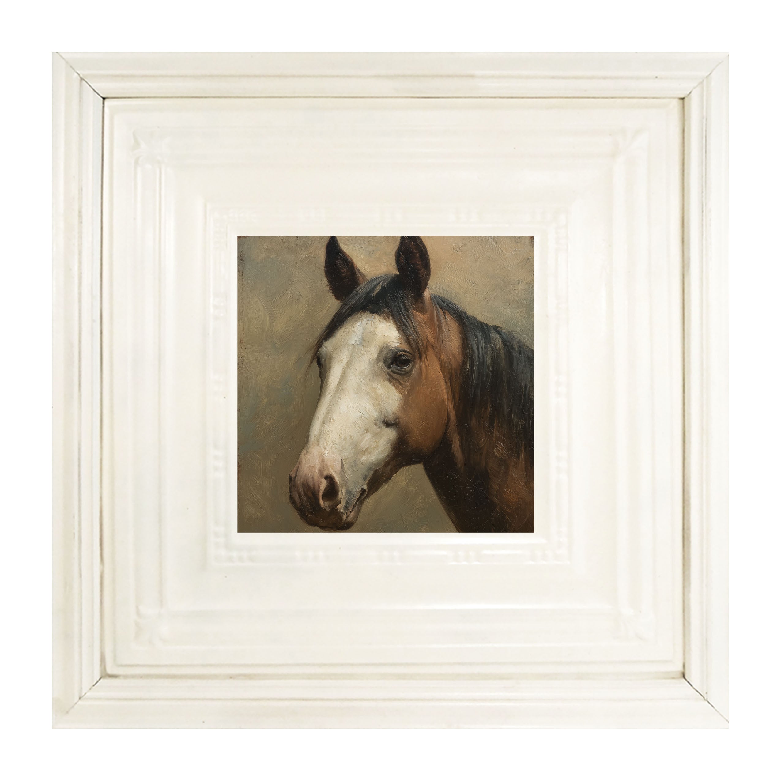 Portrait of a Brown and White Horse
