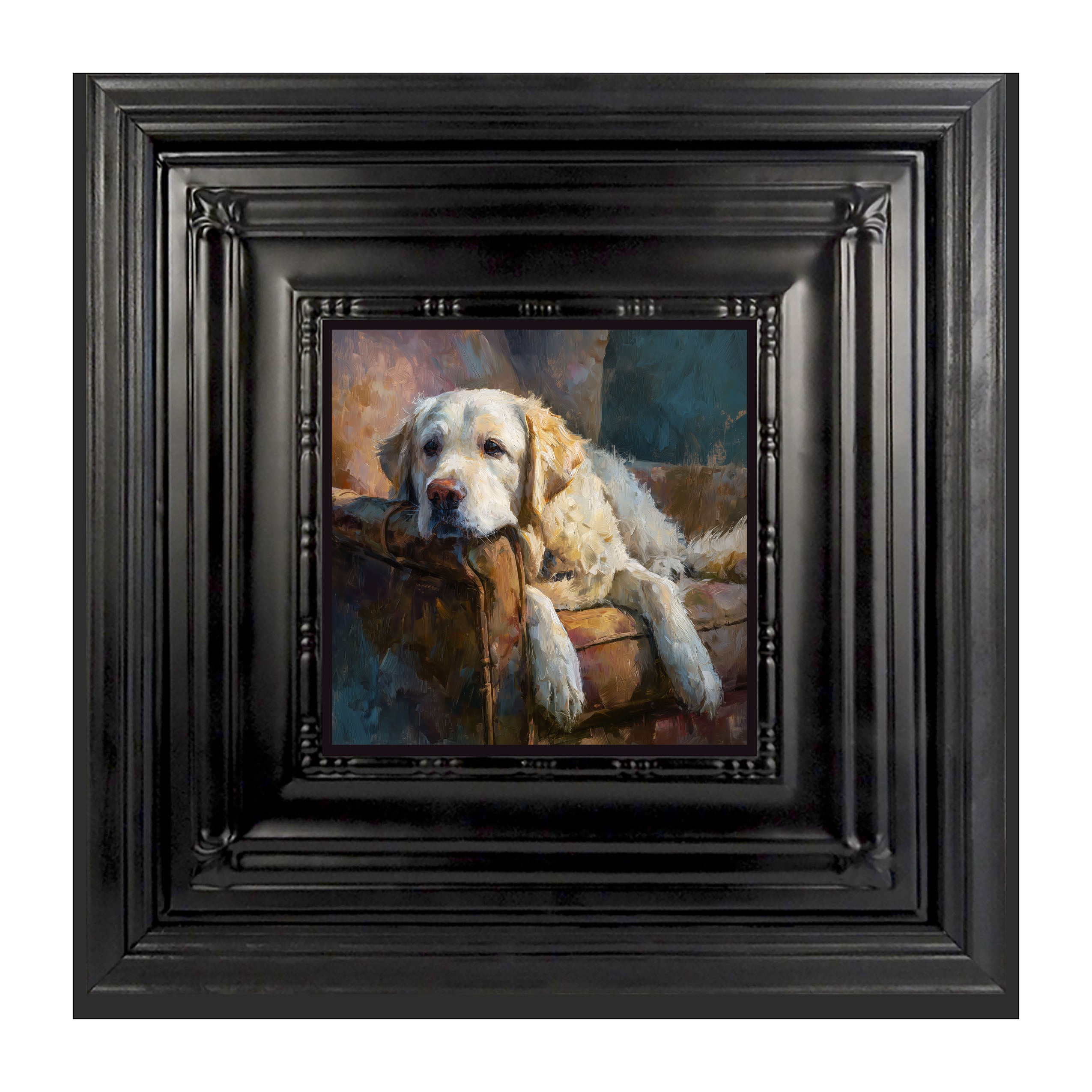 Armchair with Resting Golden Retriever