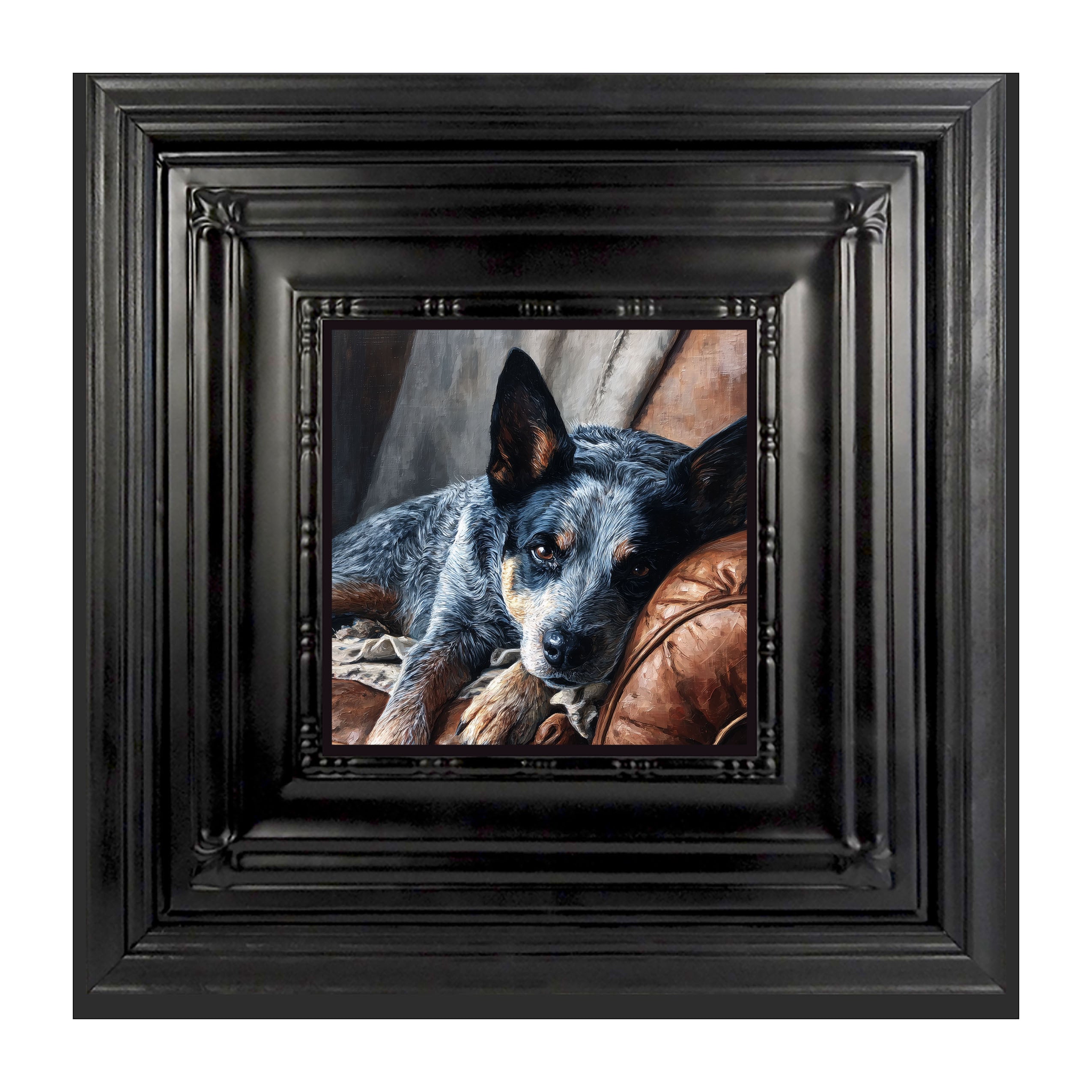 Armchair with Blue Heeler Dog