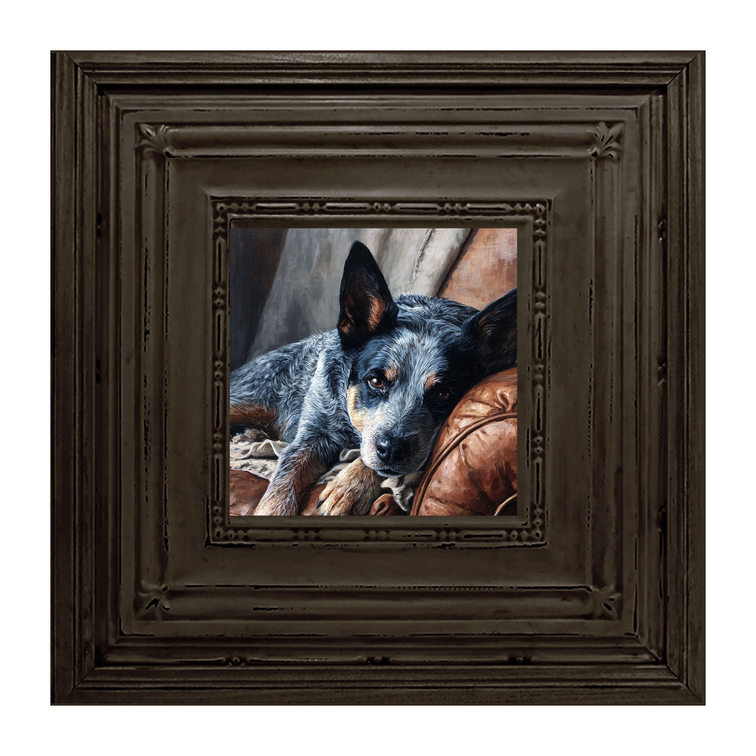 Armchair with Blue Heeler Dog