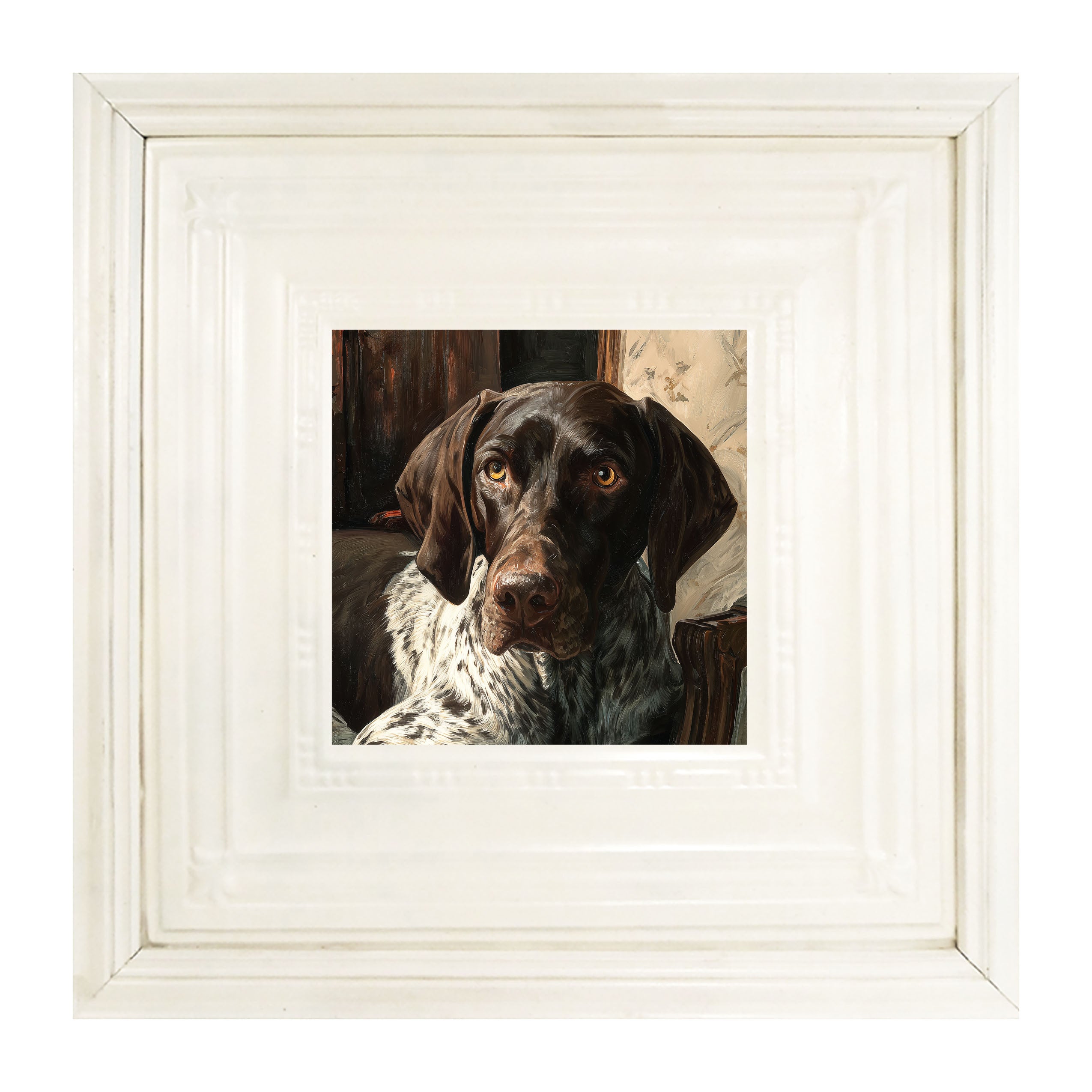 Armchair with German Shorthaired Pointer Dog