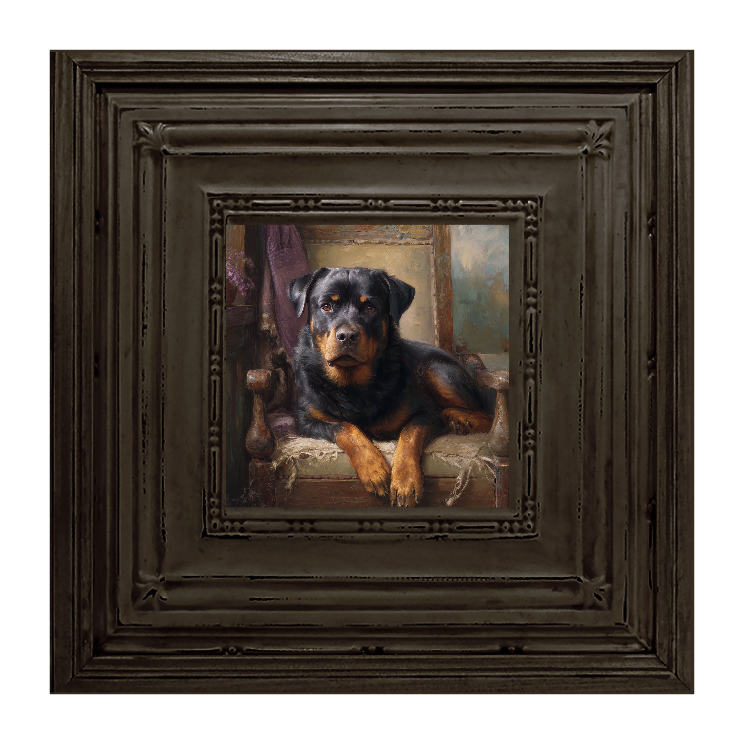 Armchair with Rottweiler Dog