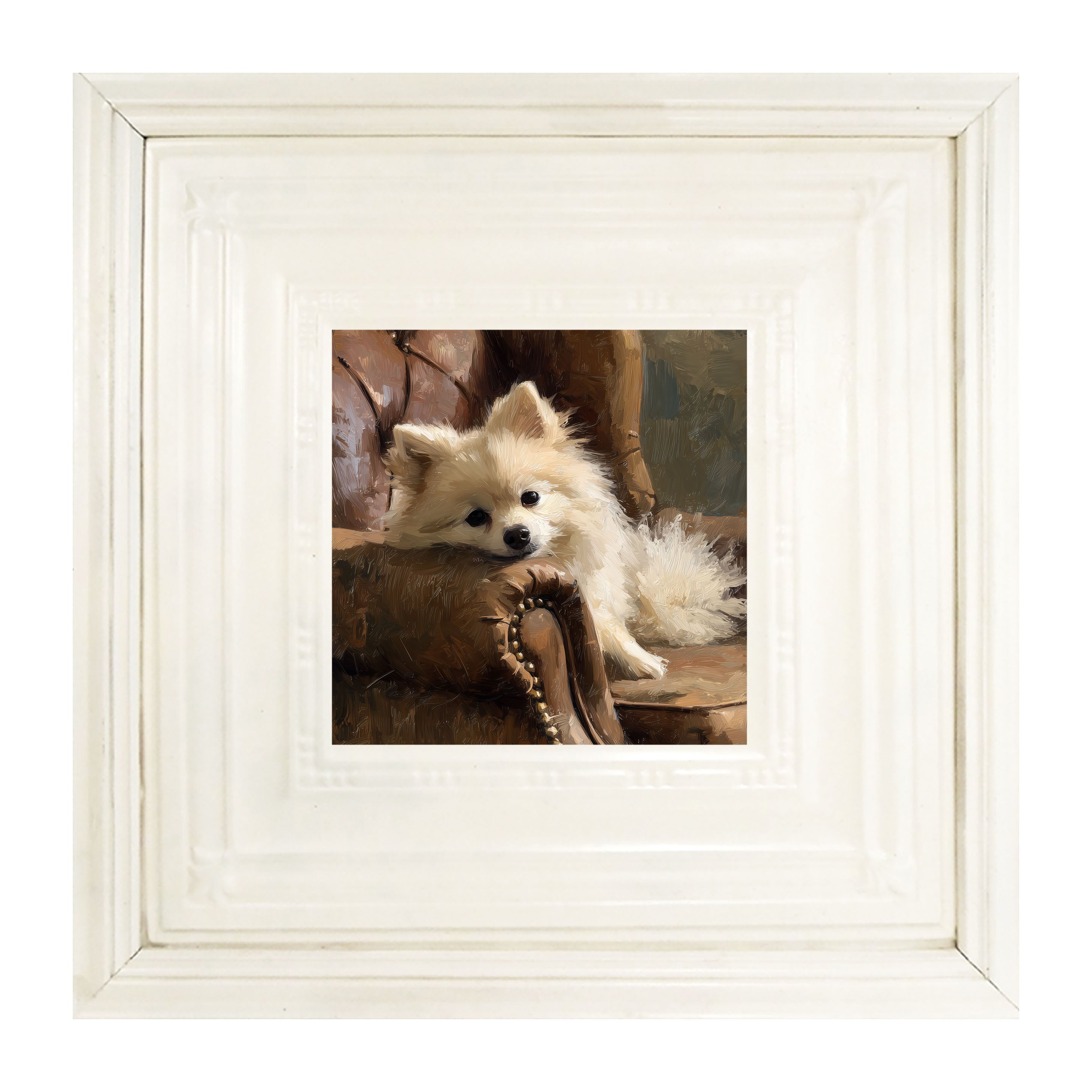Armchair with Pomeranian Dog