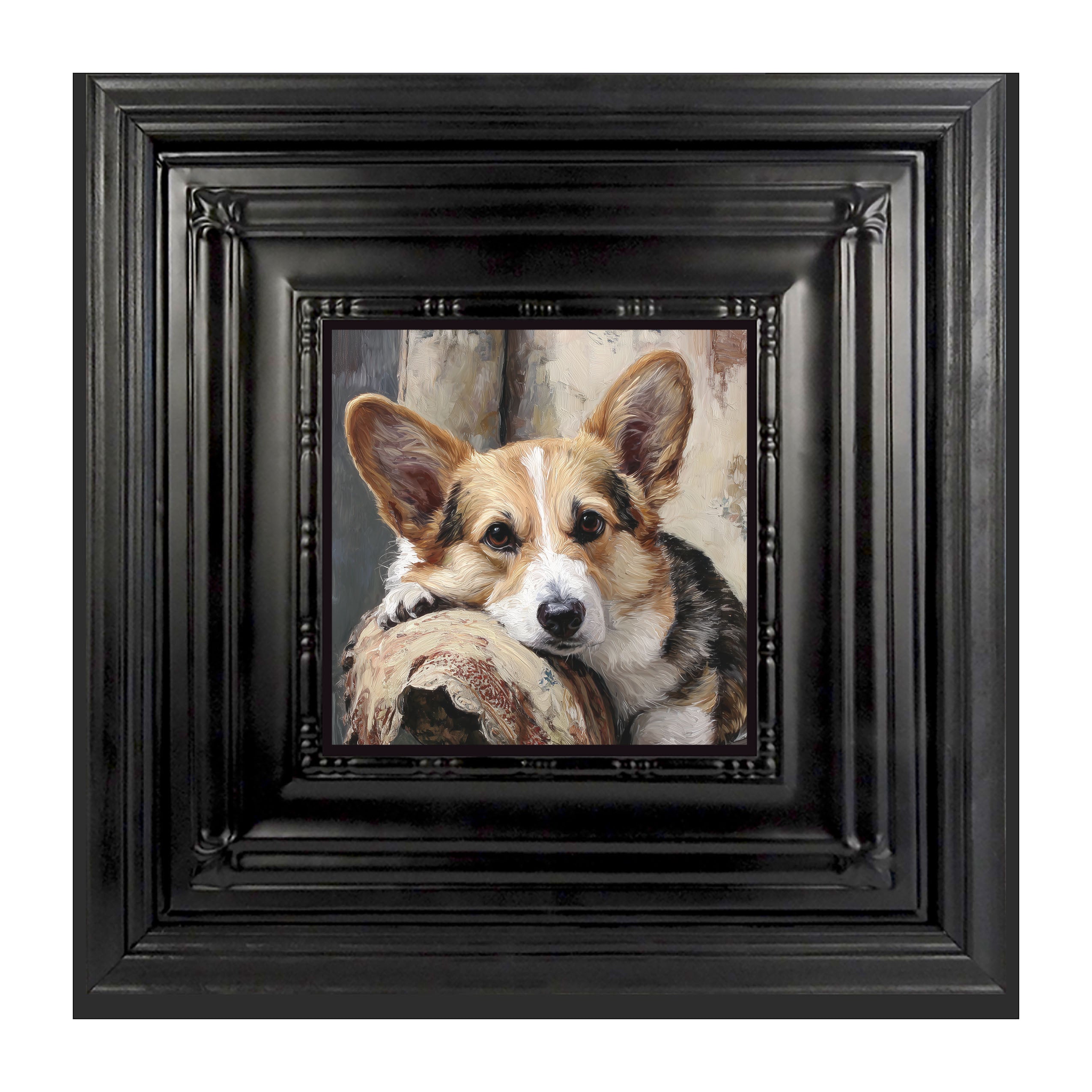 Armchair with Welsh Corgi Dog