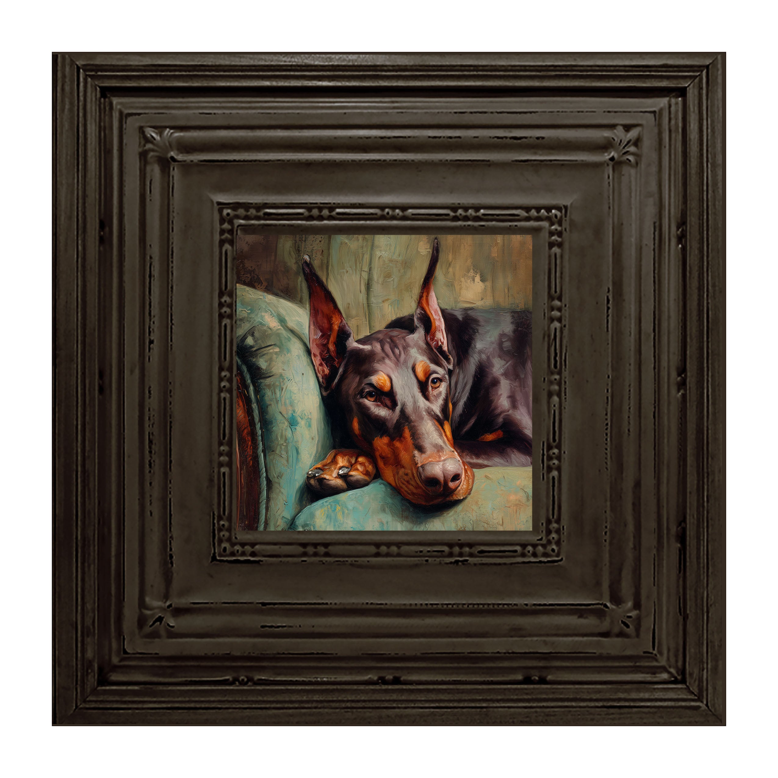 Armchair with Doberman Pinscher Dog