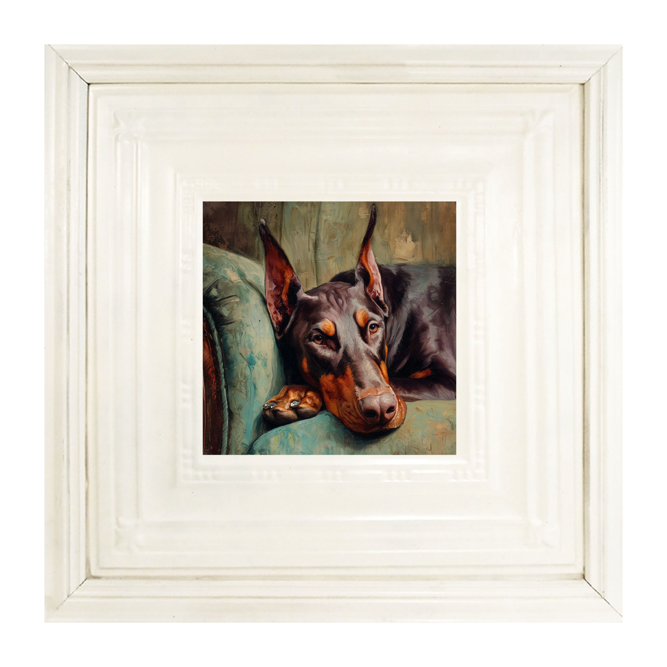 Armchair with Doberman Pinscher Dog