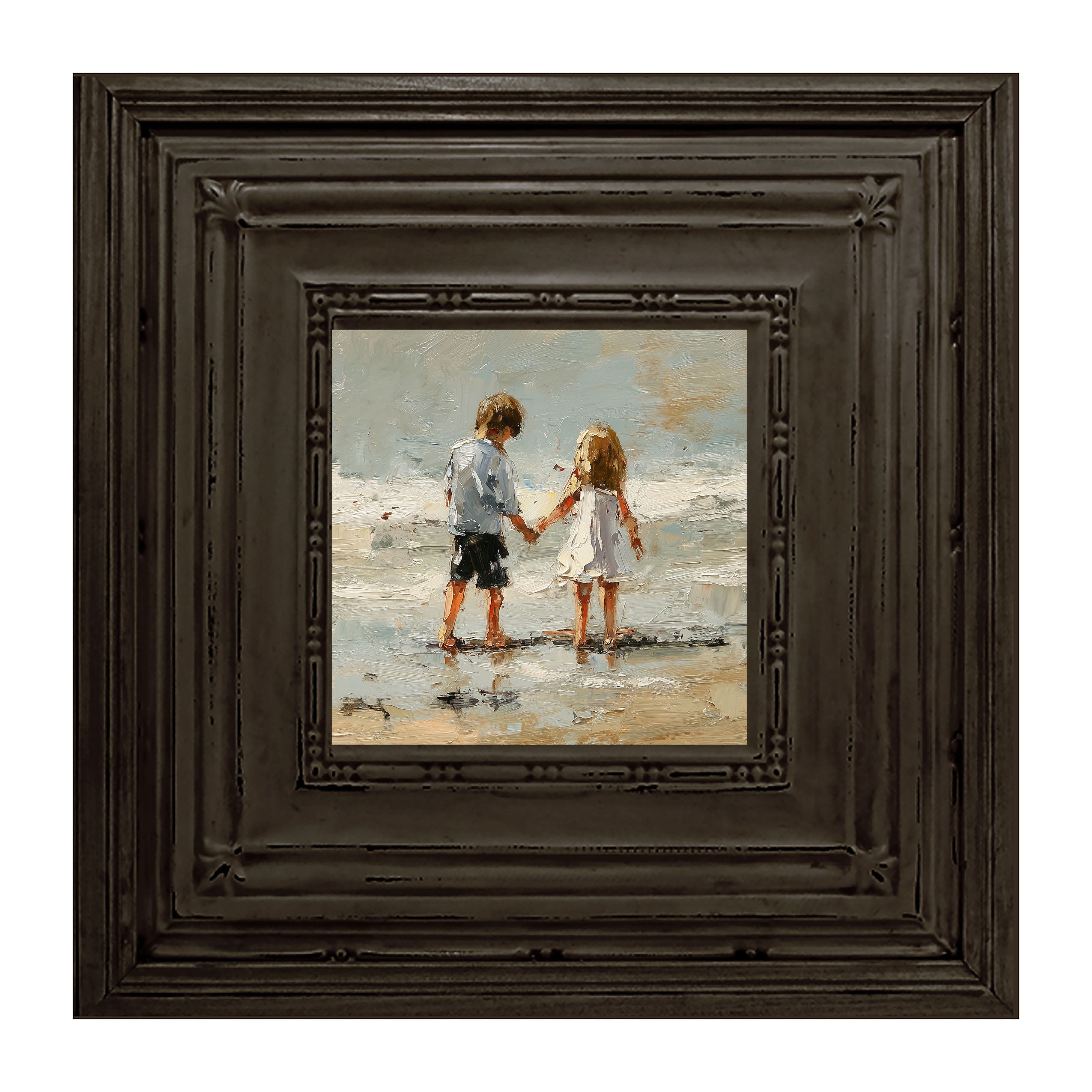 Children walking along Beach