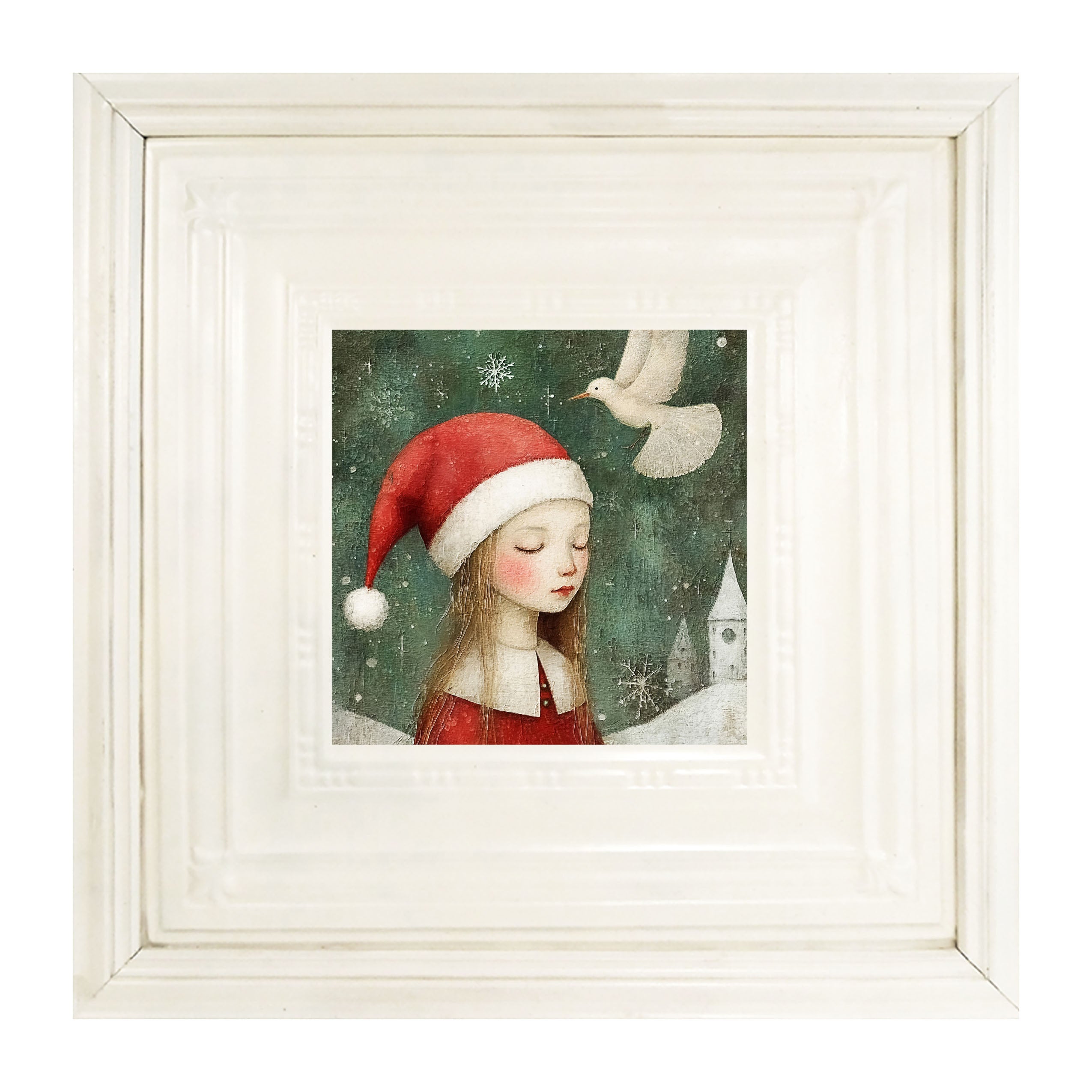 Christmas girl with dove